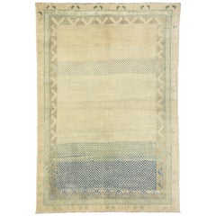 Rustic French Style Vintage Turkish Oushak Rug for Kitchen, Bathroom or Entry
