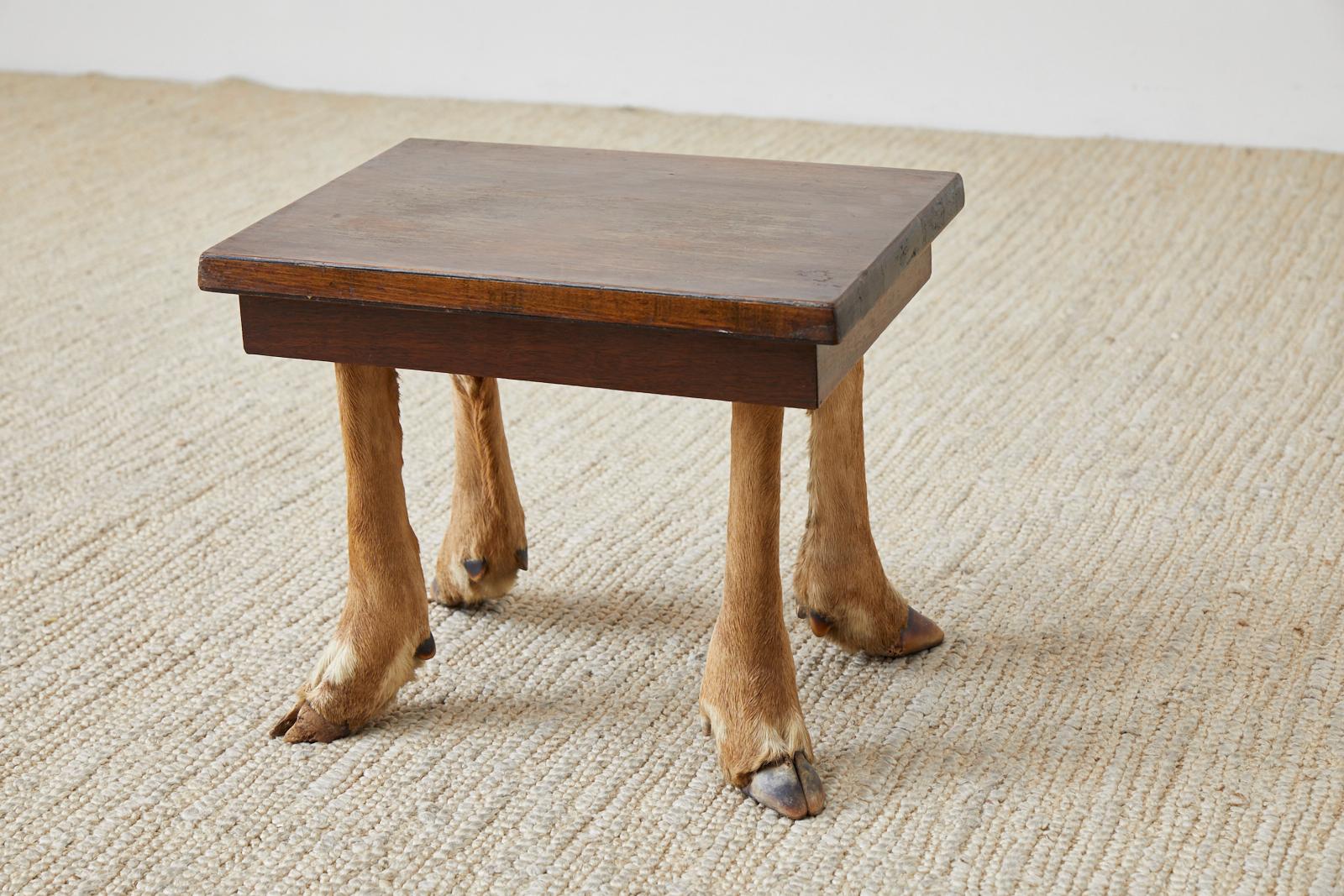 Rustic French Taxidermy Deer Leg Stool or Drinks Table In Good Condition In Rio Vista, CA