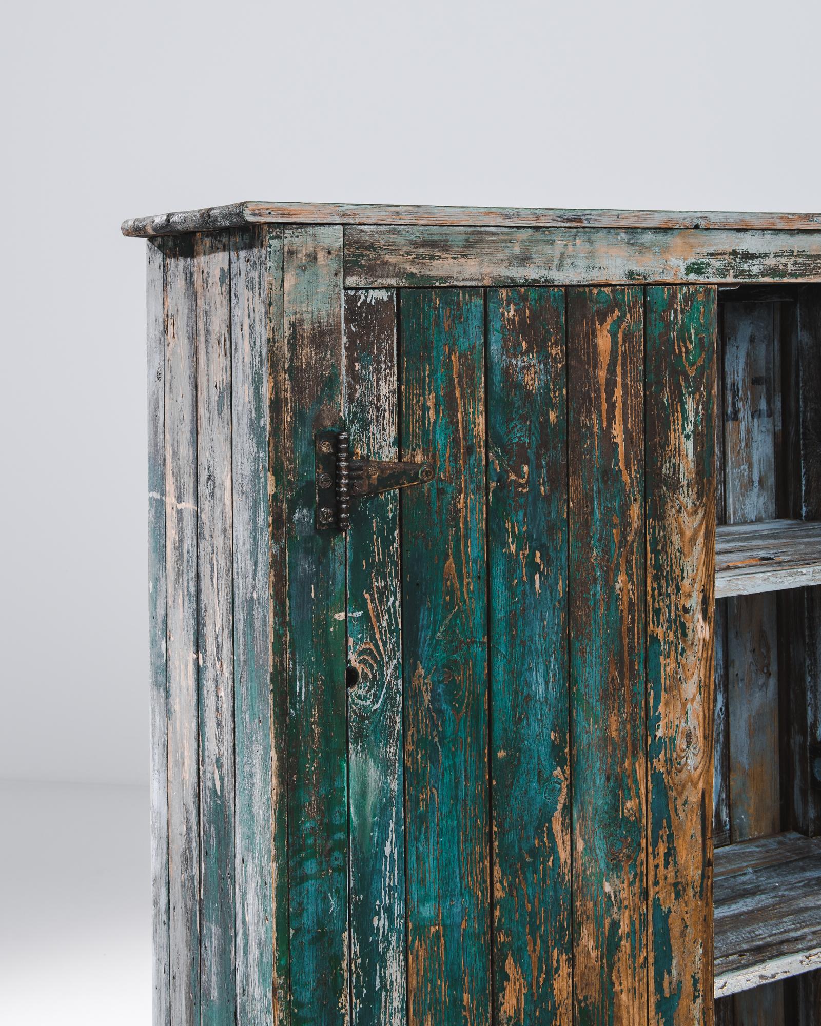 Wood Rustic French Teal Patinated Cabinet