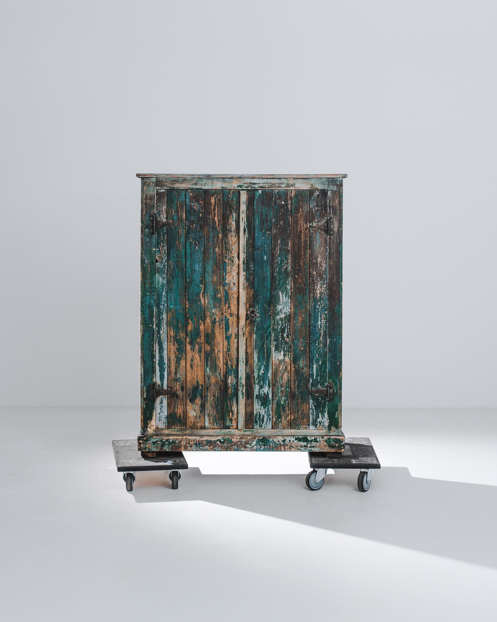 Rustic French Teal Patinated Cabinet 3