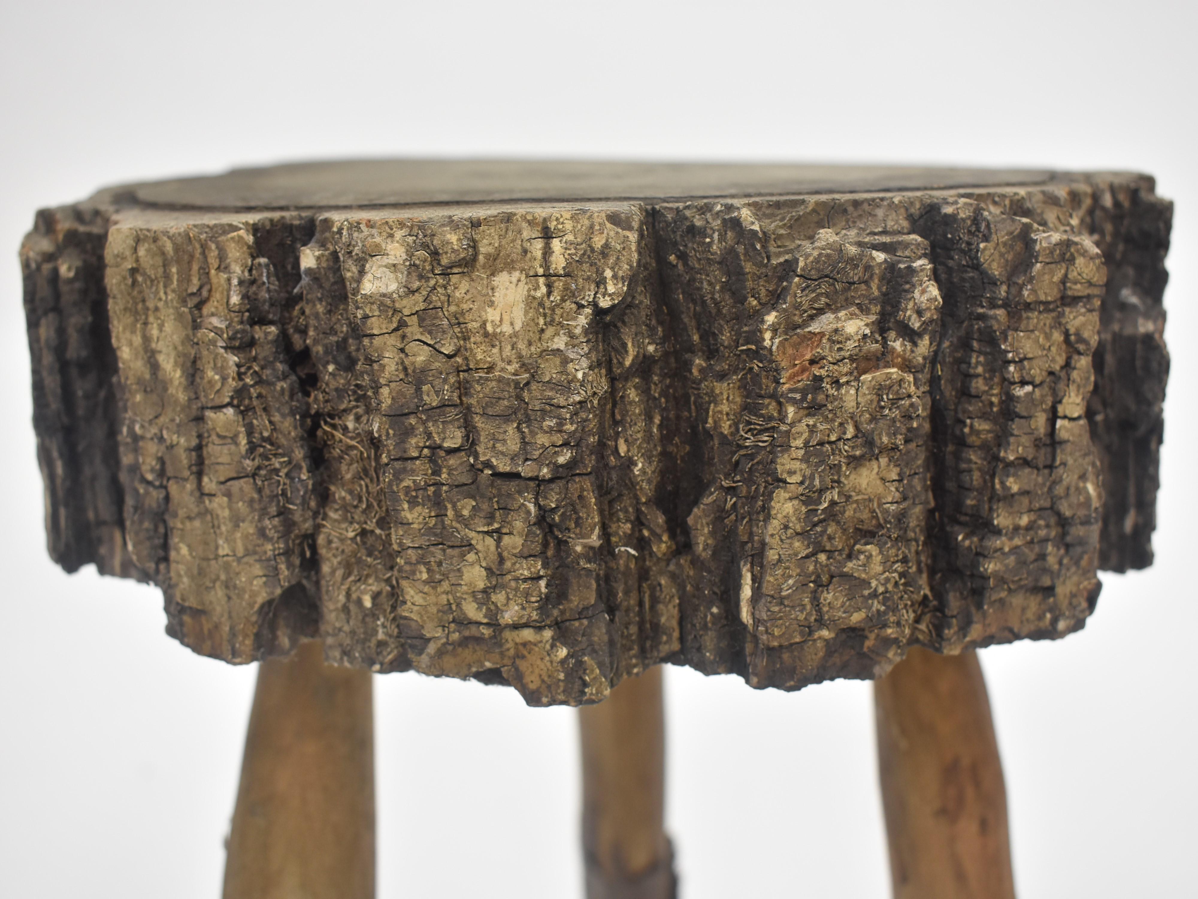 Folk Art Rustic French Tree Trunk Tables For Sale