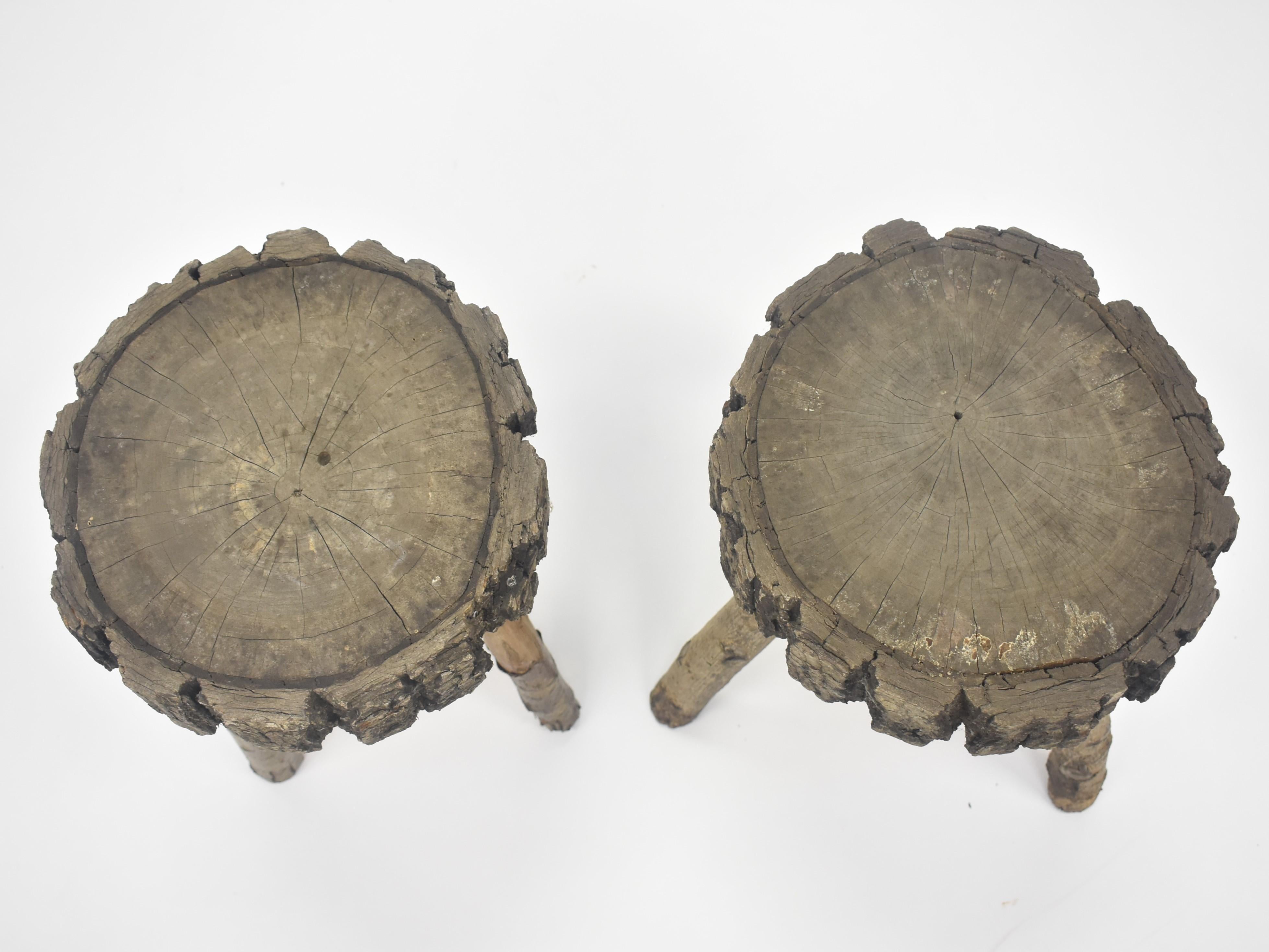 20th Century Rustic French Tree Trunk Tables For Sale