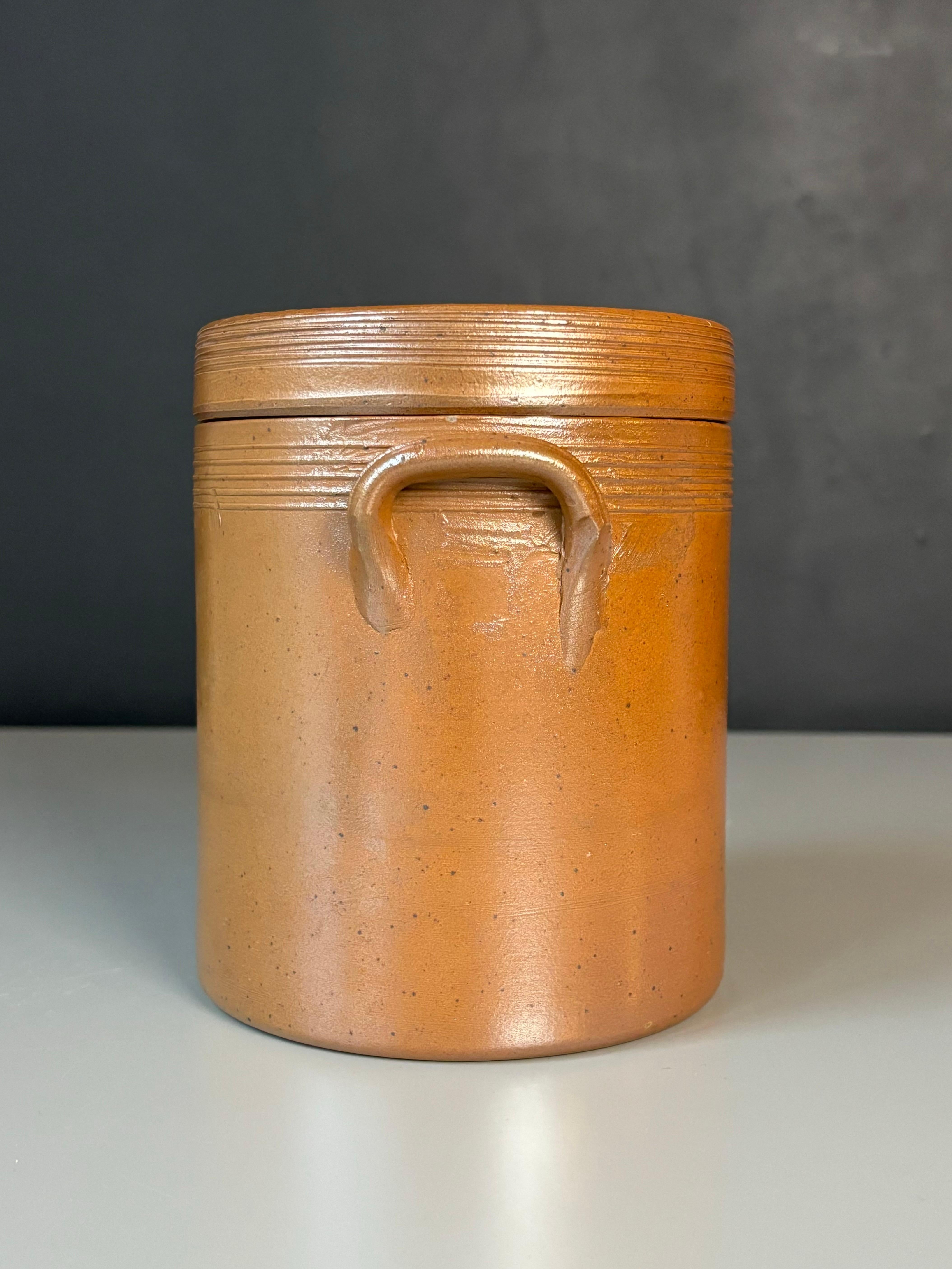 Vaso francese rustico con coperchio in gres, anni '50 In condizioni buone in vendita a Copenhagen, DK