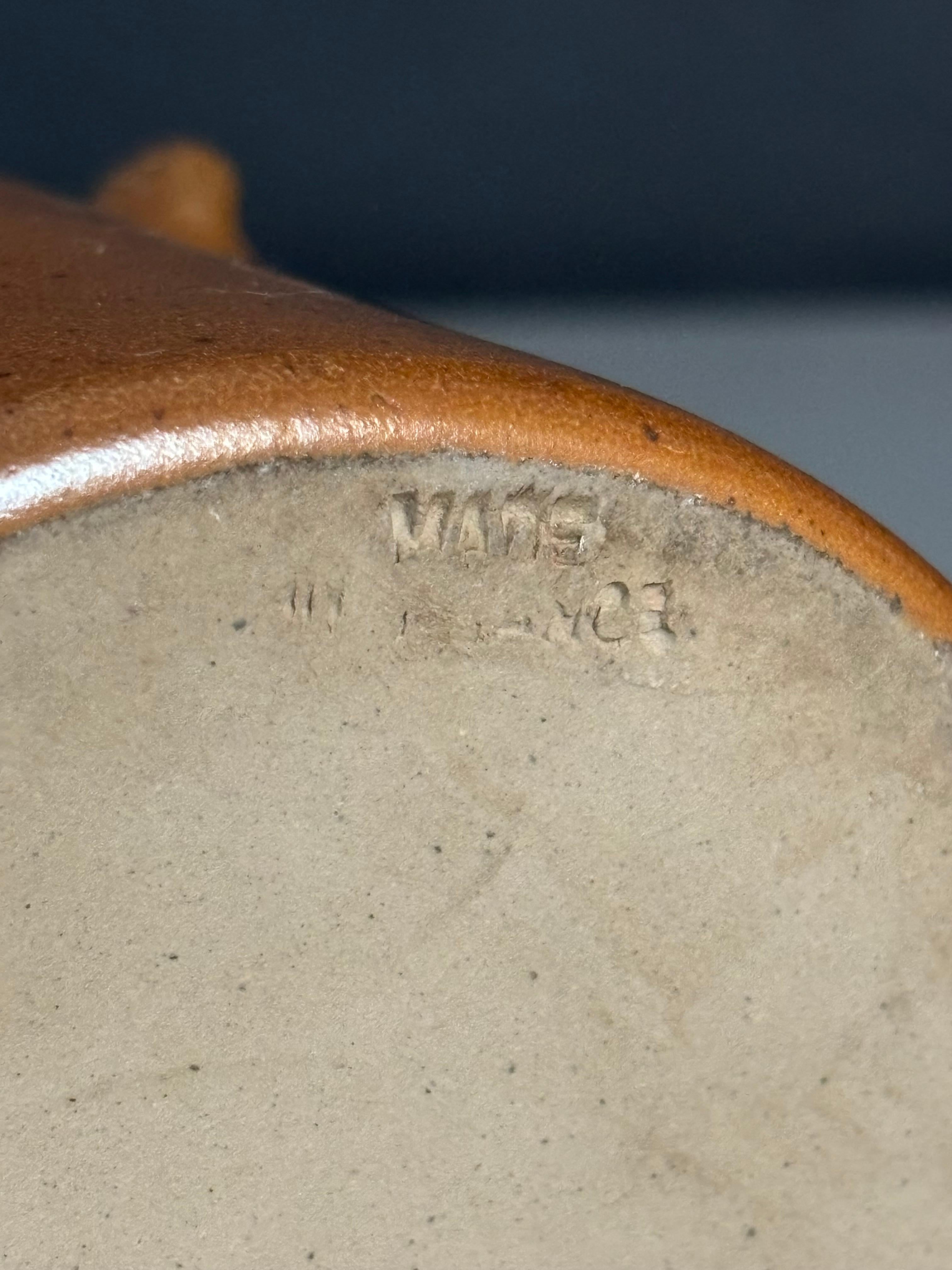 Ceramica Vaso francese rustico con coperchio in gres, anni '50 in vendita