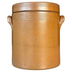 Rustic French Lidded Stoneware Jar, 1950s