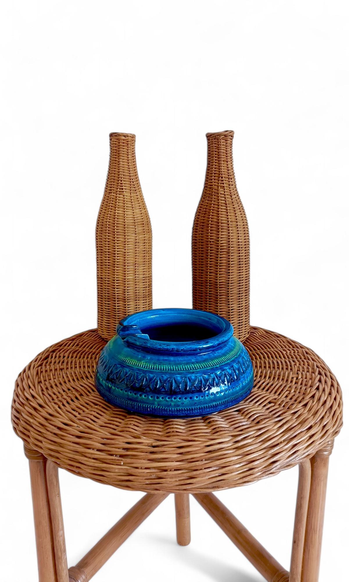 Rustic French Wicker Covering Pair of Glass Bottles, c. Mid-20th-C For Sale 11