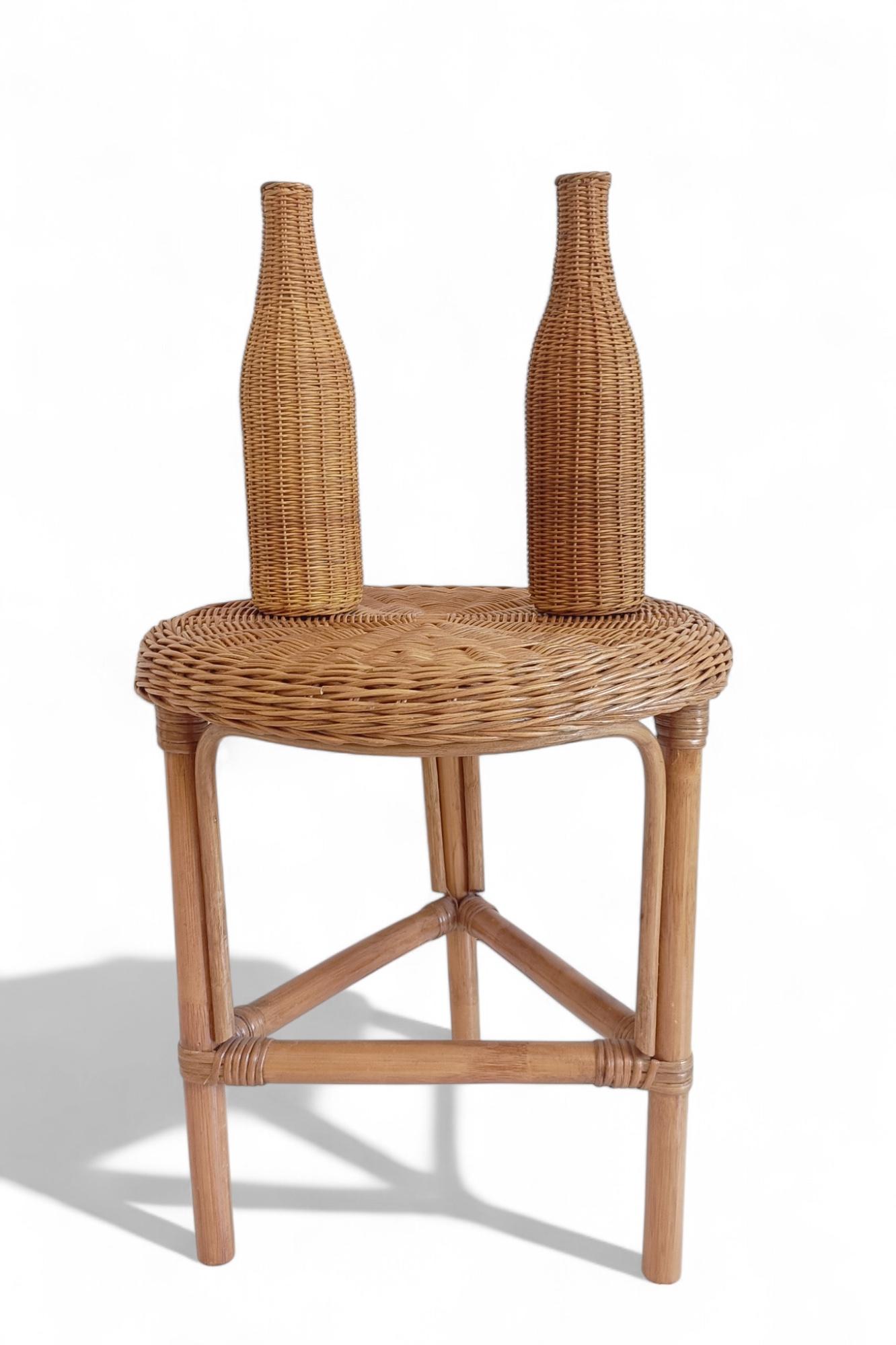 Rustic French Wicker Covering Pair of Glass Bottles, c. Mid-20th-C For Sale 13
