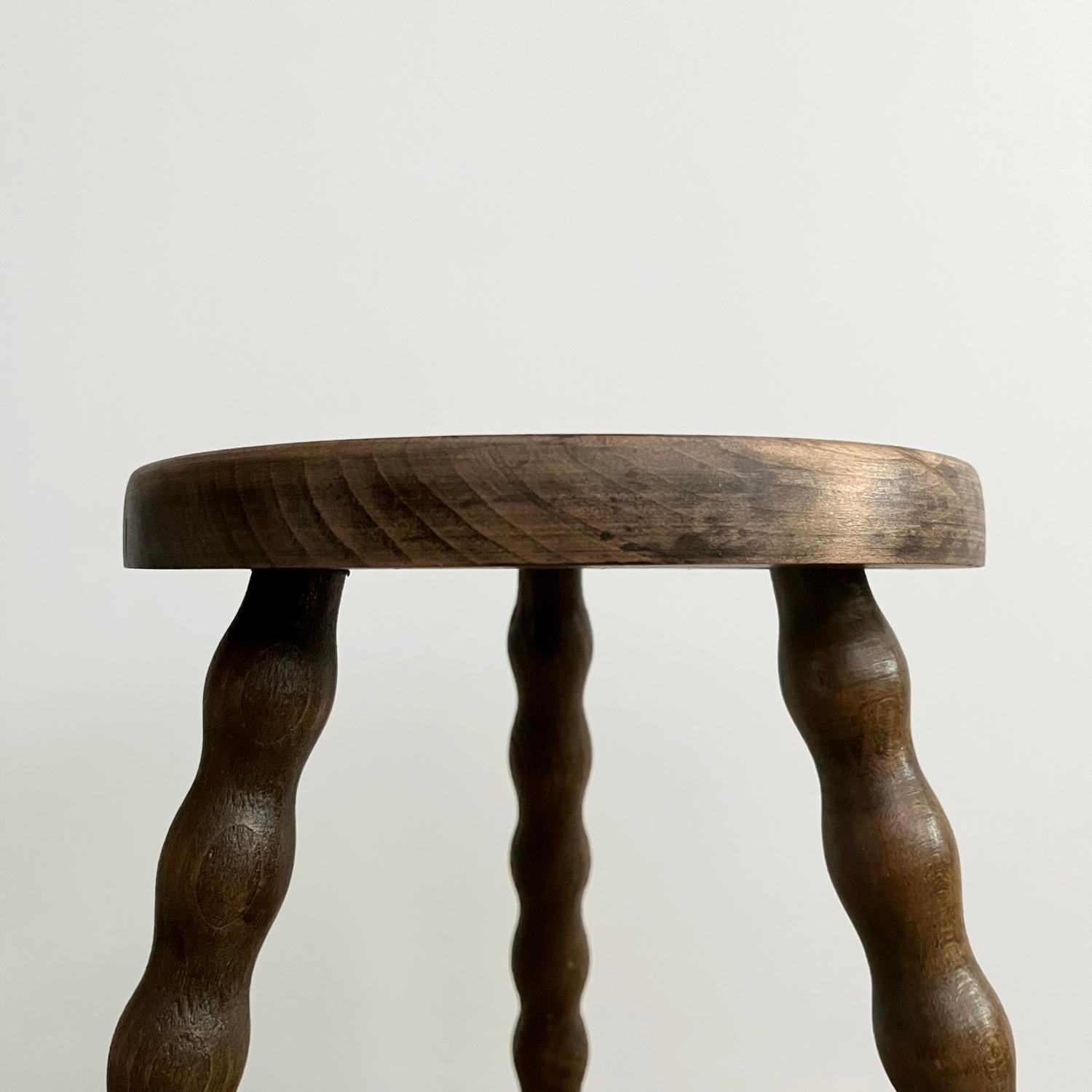 Rustic French Wood Tripod Stool 7