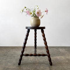 Rustic French Wood Tripod Stool