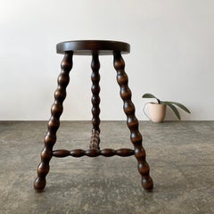 Rustic French Wood Tripod Stool