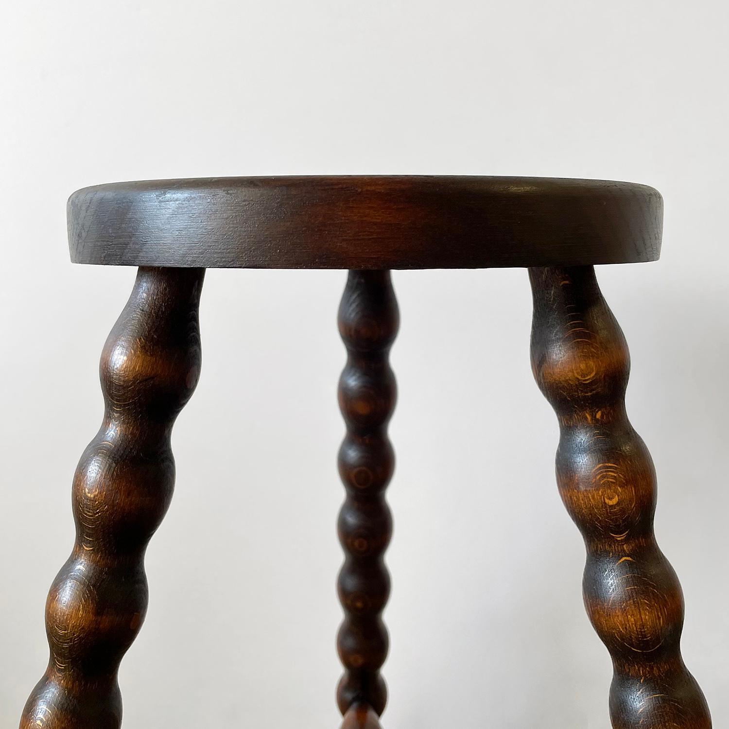 20th Century Rustic French Wood Tripod Stool