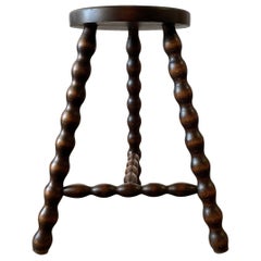 Rustic French Wood Tripod Stool