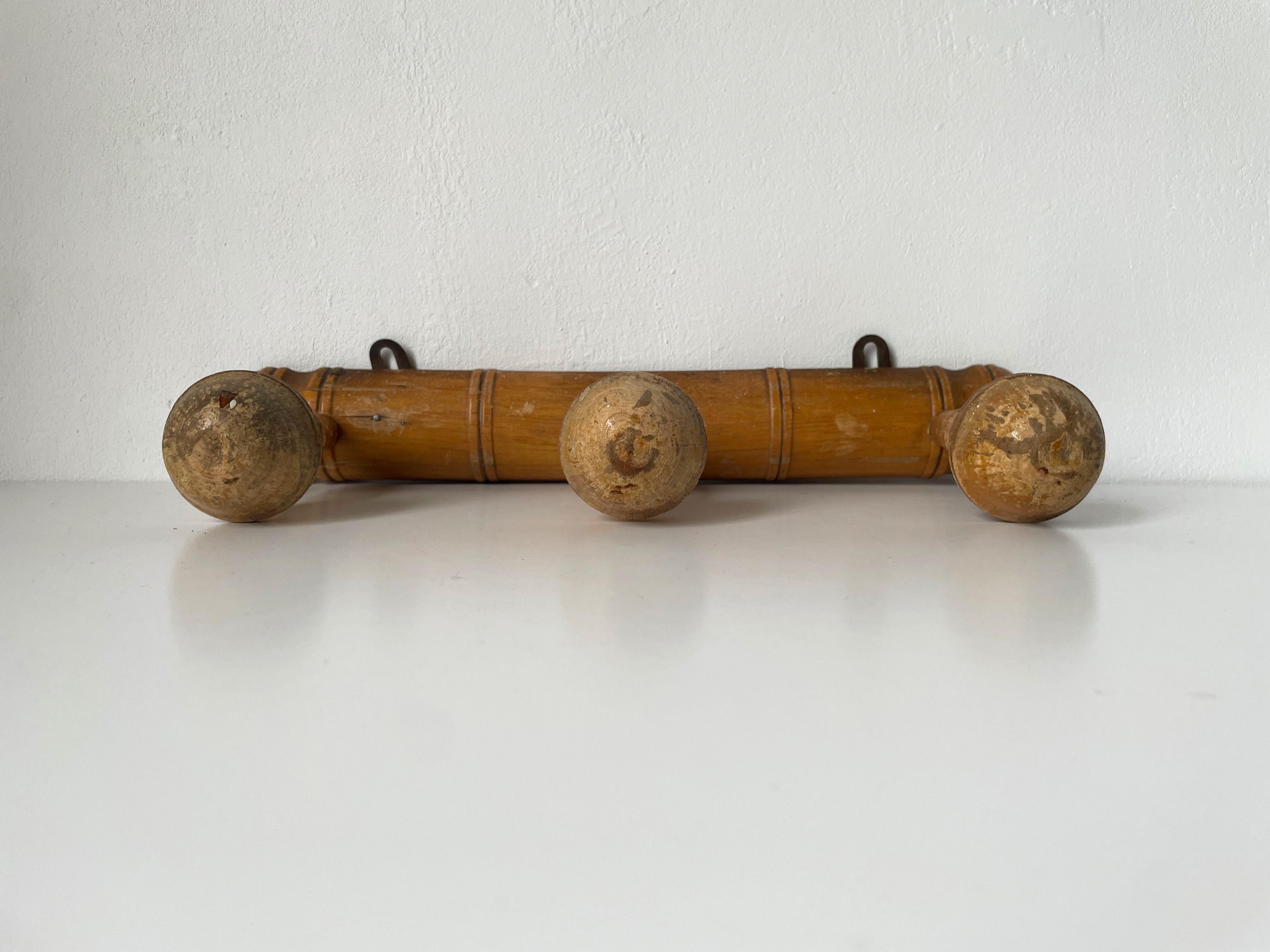 20th Century Rustic French 1940s Wooden Bamboo Style Coat Rack For Sale
