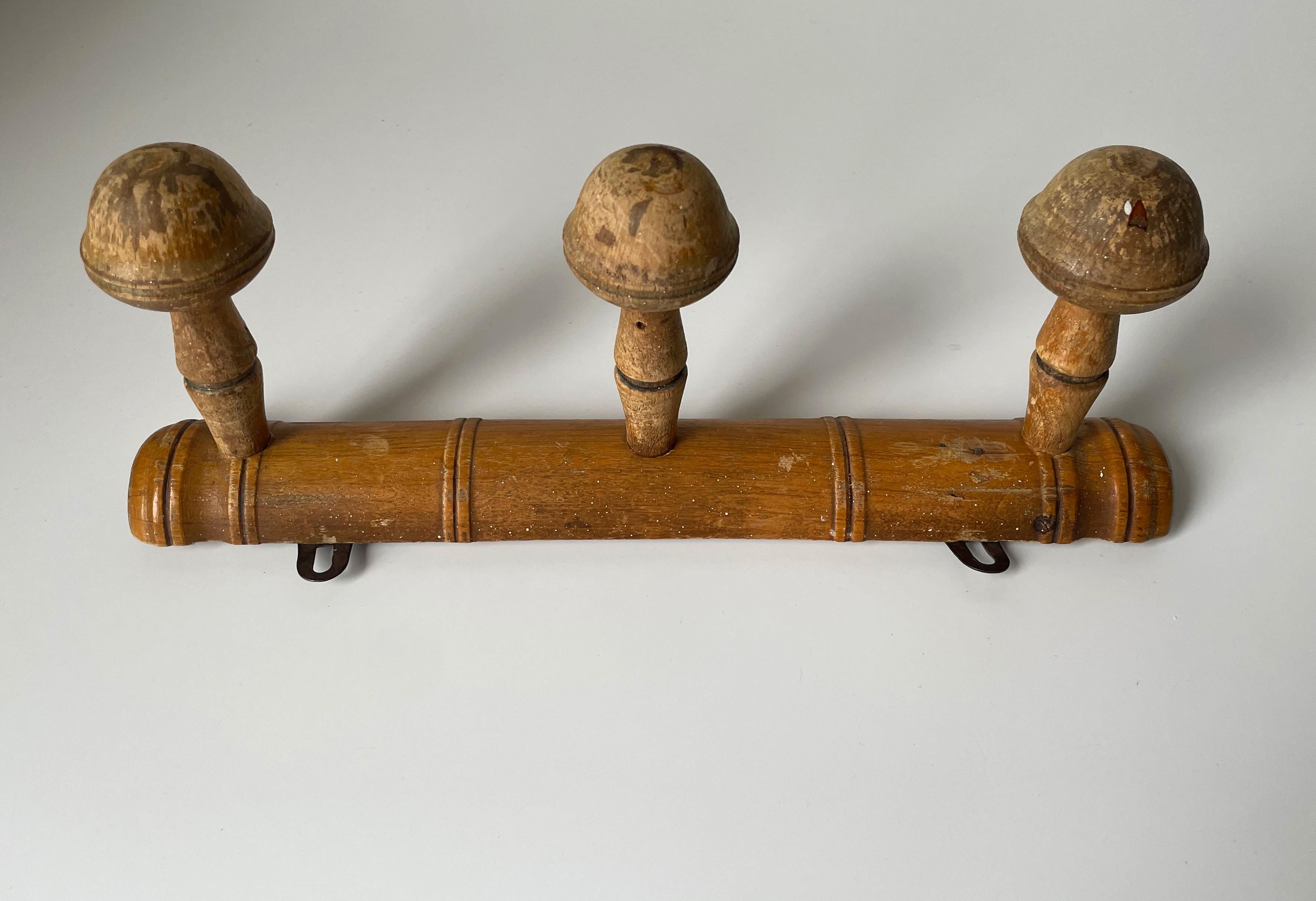 Rustic French 1940s Wooden Bamboo Style Coat Rack For Sale 1