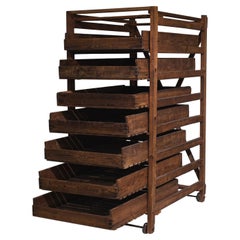 Rustic French Wooden Shelves on Wheels