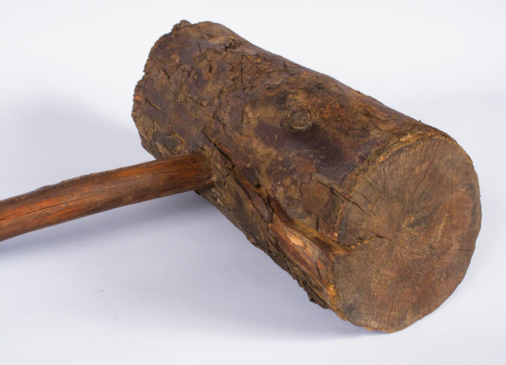 Rustic French Wooden Sledgehammer, Early 1900s 7