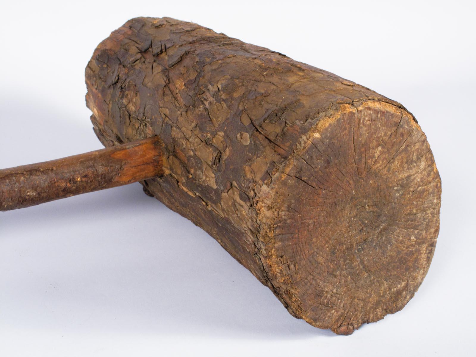 Rustic French Wooden Sledgehammer, Early 1900s 11