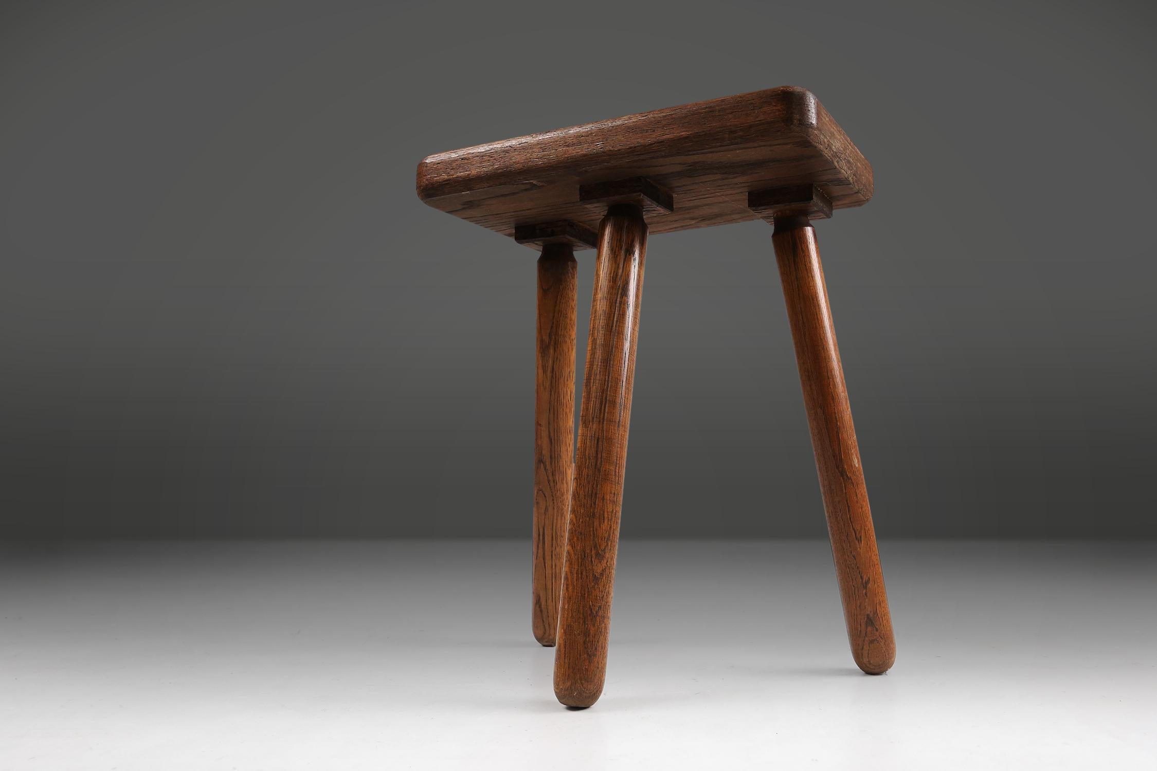 Rustic French wooden stool 1940 For Sale 6