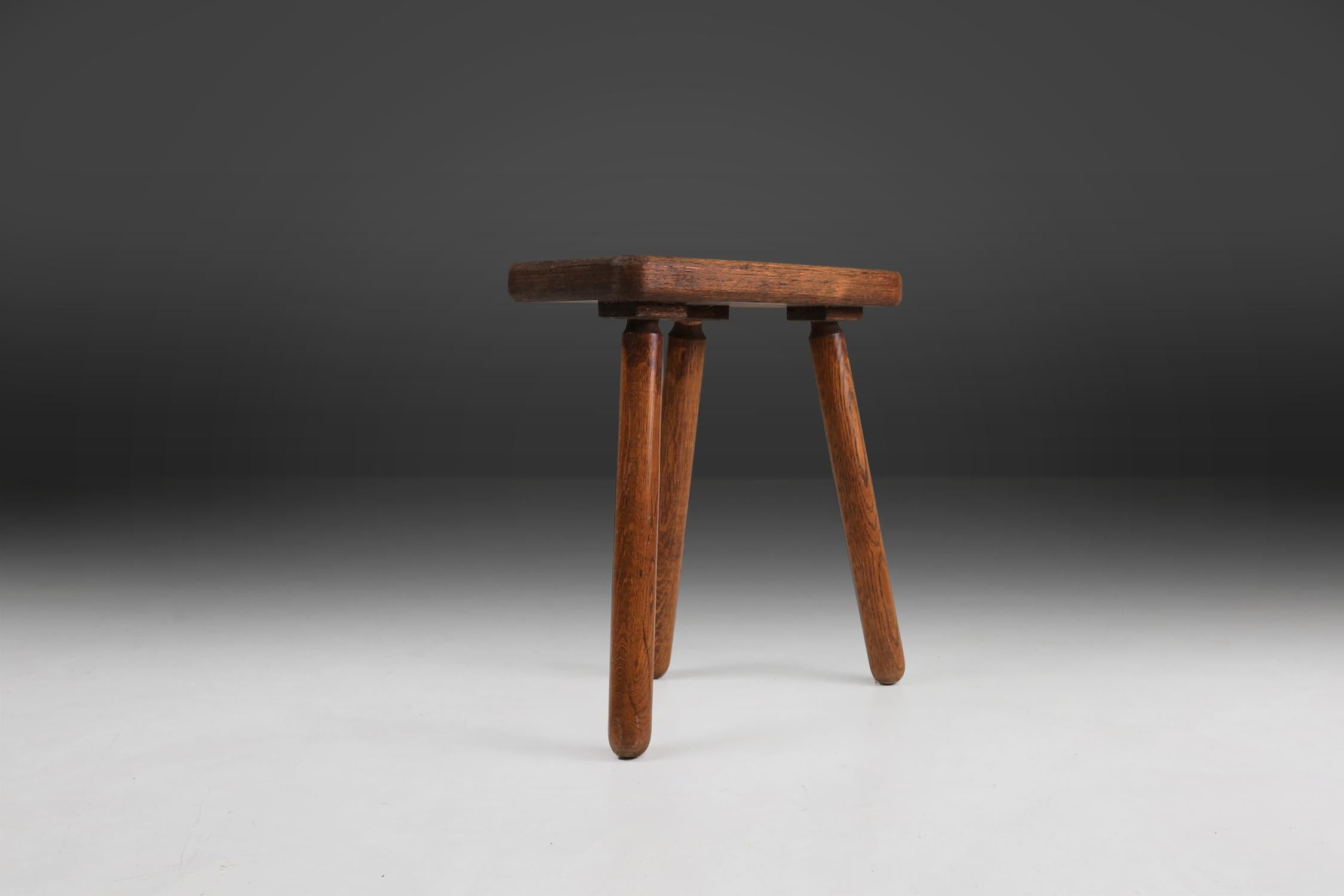 Rustic French wooden stool 1940 For Sale 1
