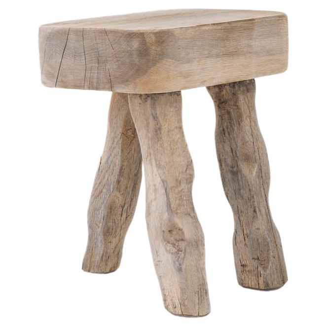 Rustic French Wooden Stool  For Sale