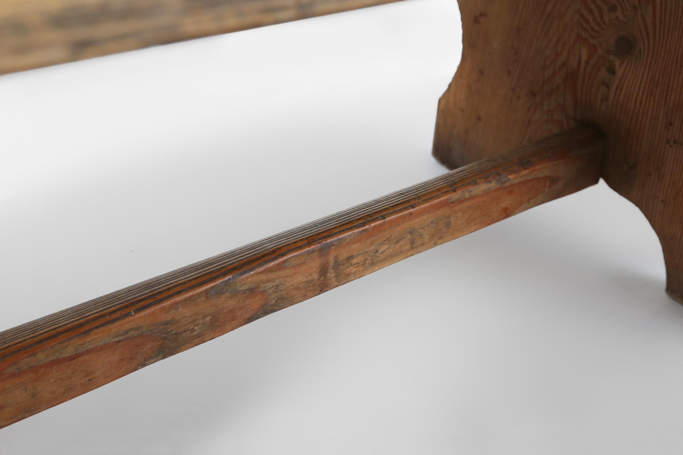 Rustic French wooden stool with beautiful patina, ca. 1900 For Sale 3