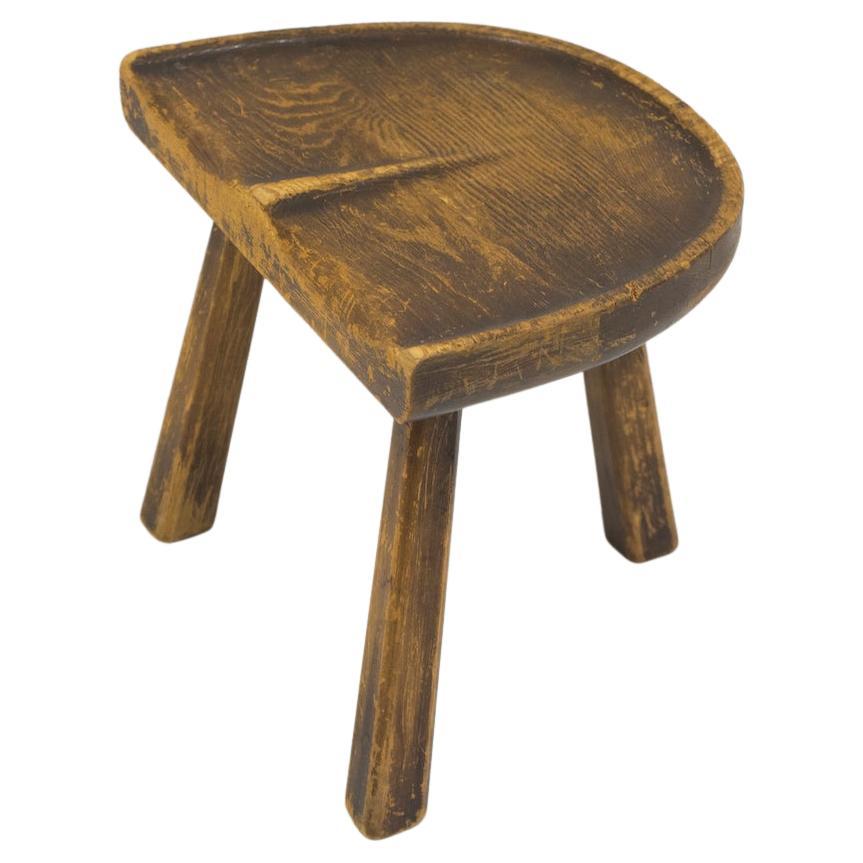 Rustic French Wooden Tripod Stool For Sale