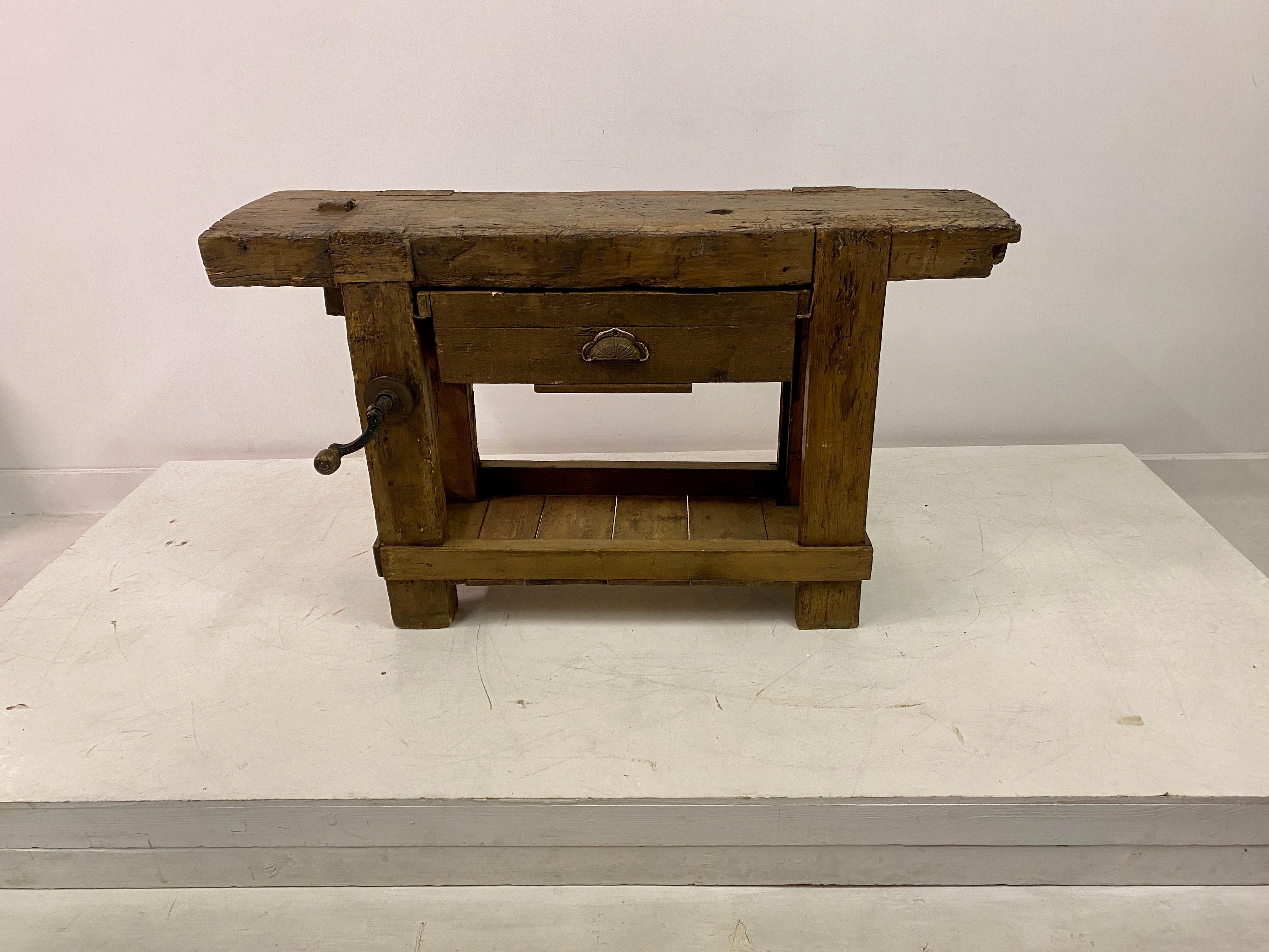 Rustic French Work Bench Console Table In Good Condition In London, London