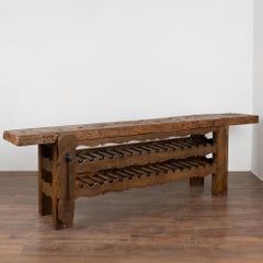 Rustic French Workbench Console Table Wine Rack, circa 1890