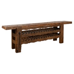 Rustic French Workbench Console Table Wine Rack, circa 1890