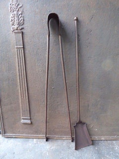 Rustic French Wrought Iron Fireplace Tools or Fire Tools, 18th Century