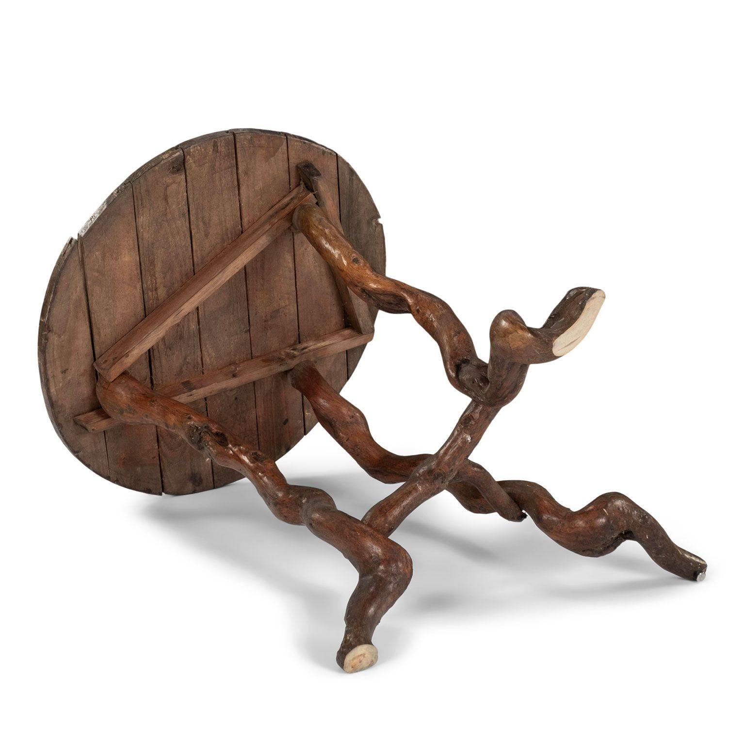 Rustic Garden Table with Root Wood Base For Sale 4