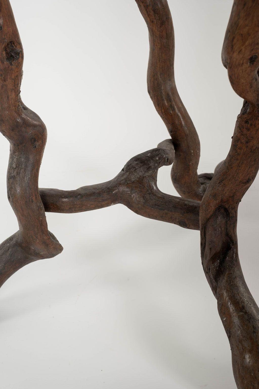 French Rustic Garden Table with Root Wood Base For Sale