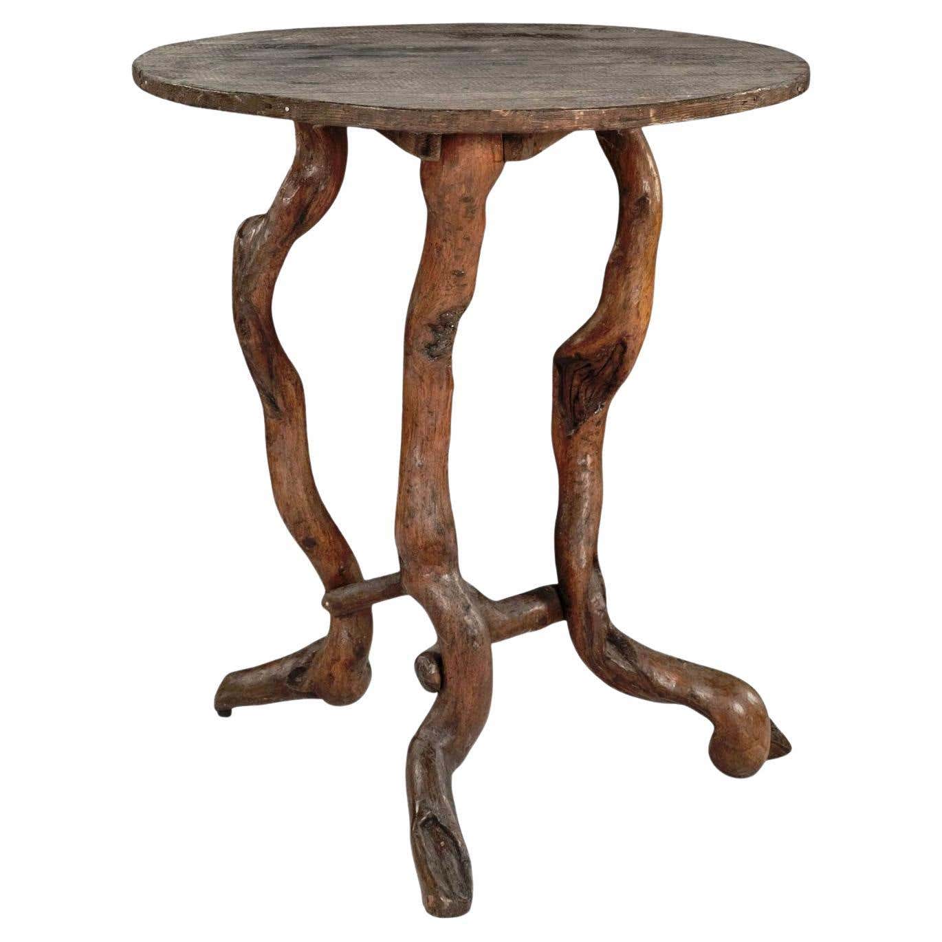 Rustic Root Opentable Rustic Garden Table with Root Wood Base For Sale at 1stDibs