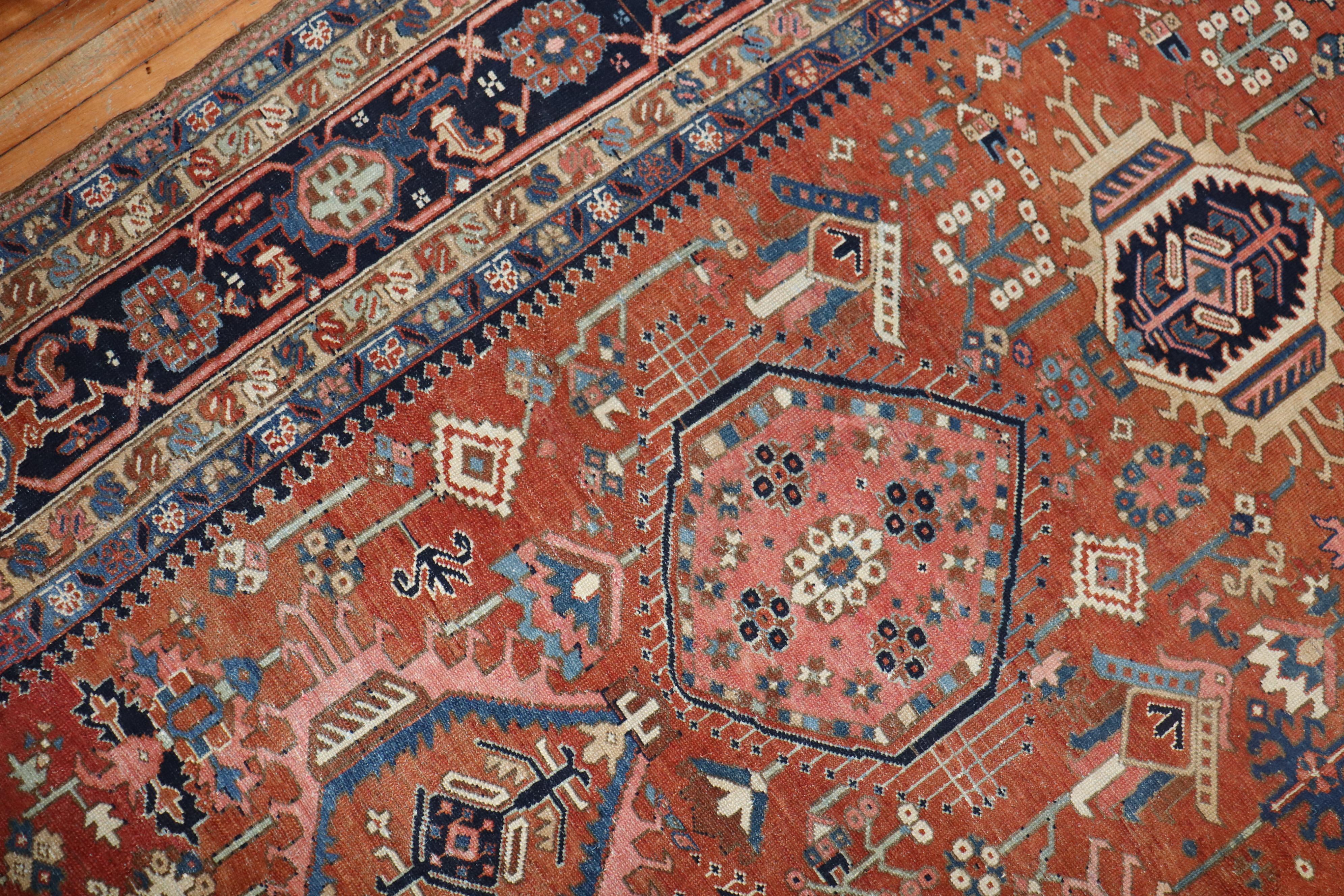 Rustic Geometric Antique Persian Heriz Karadja Carpet, Early 20th Century In Good Condition In New York, NY
