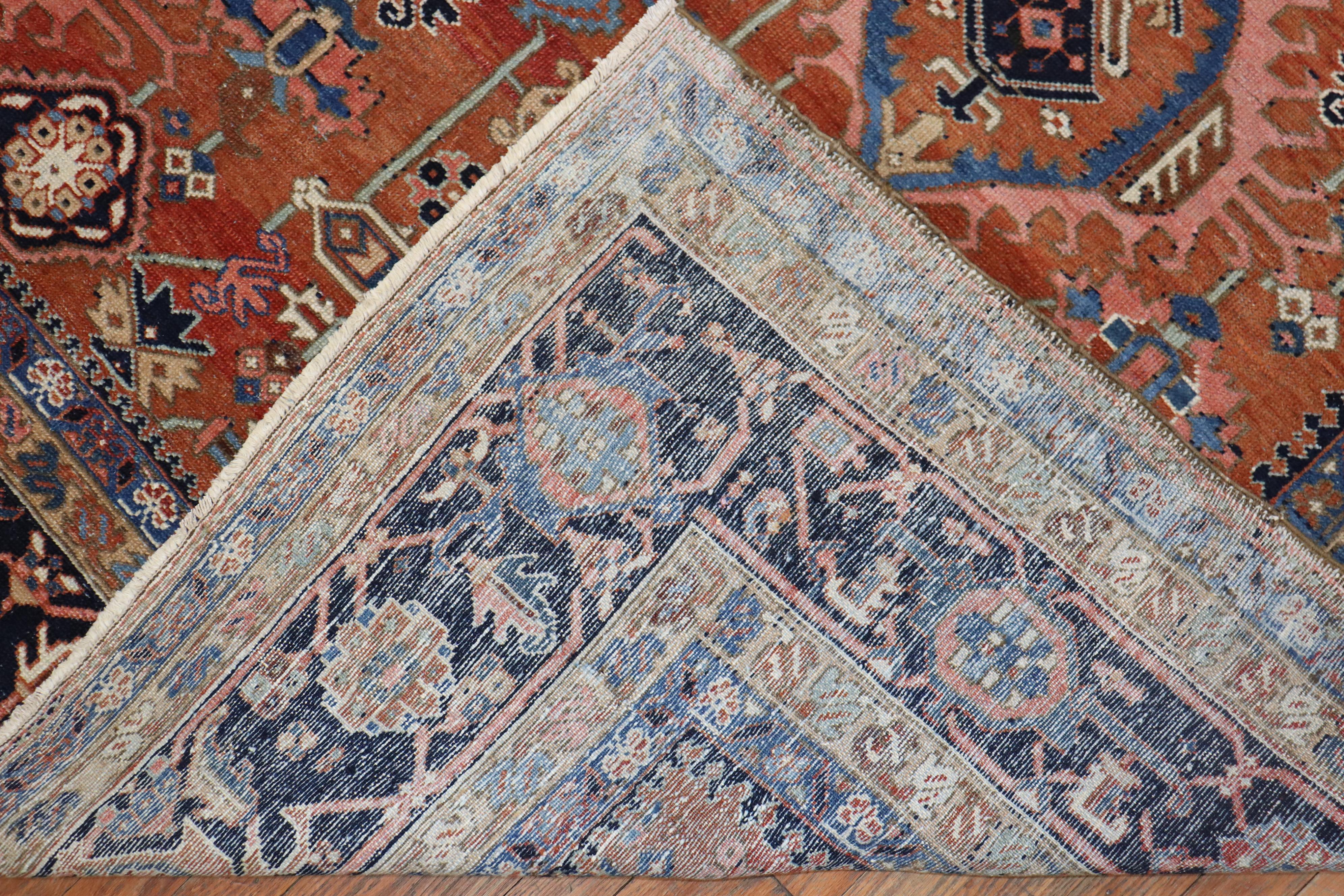 Rustic Geometric Antique Persian Heriz Karadja Carpet, Early 20th Century 2