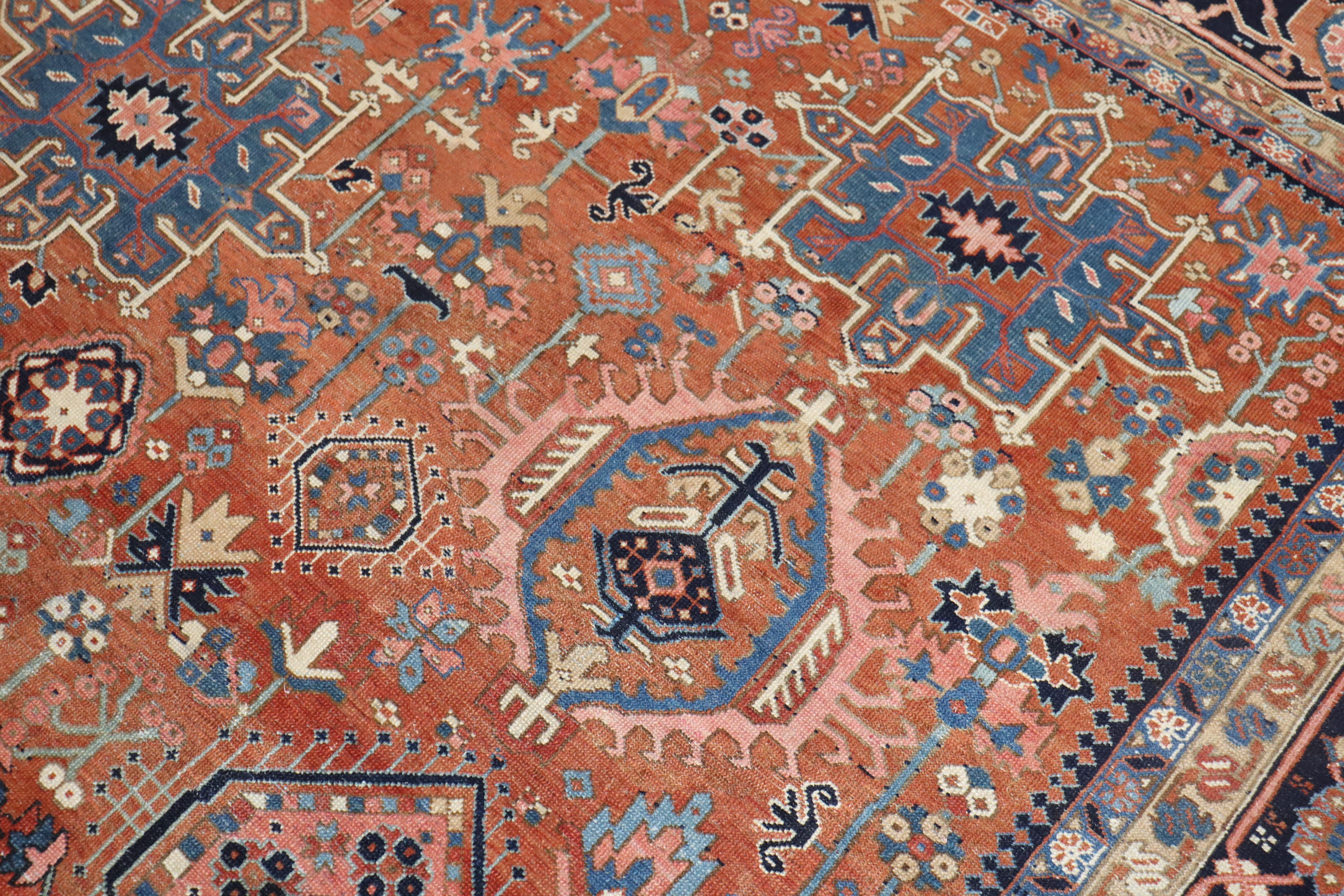 Rustic Geometric Antique Persian Heriz Karadja Carpet, Early 20th Century 3