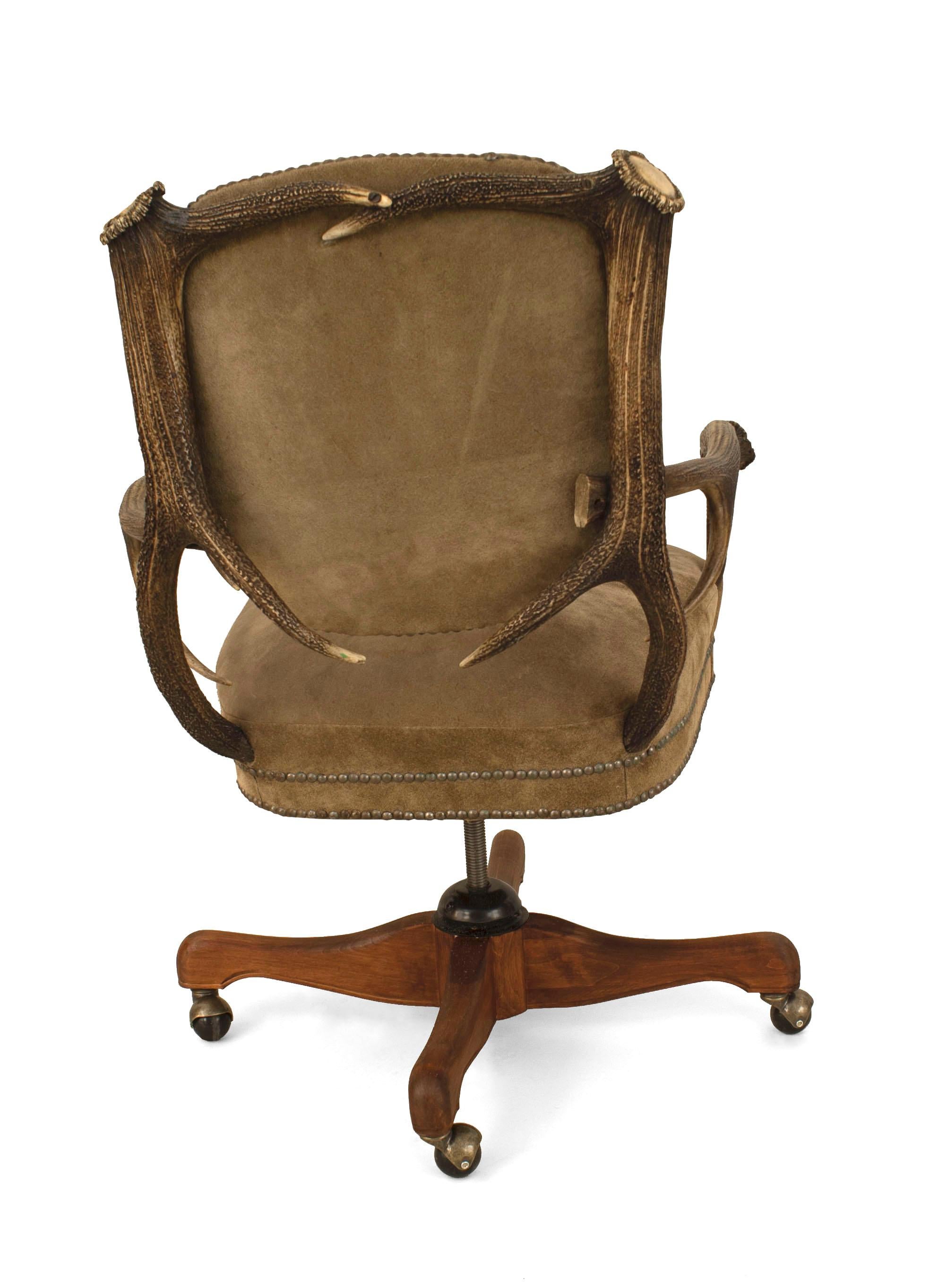 19th Century Rustic German Horn and Antler Swivel Chair For Sale