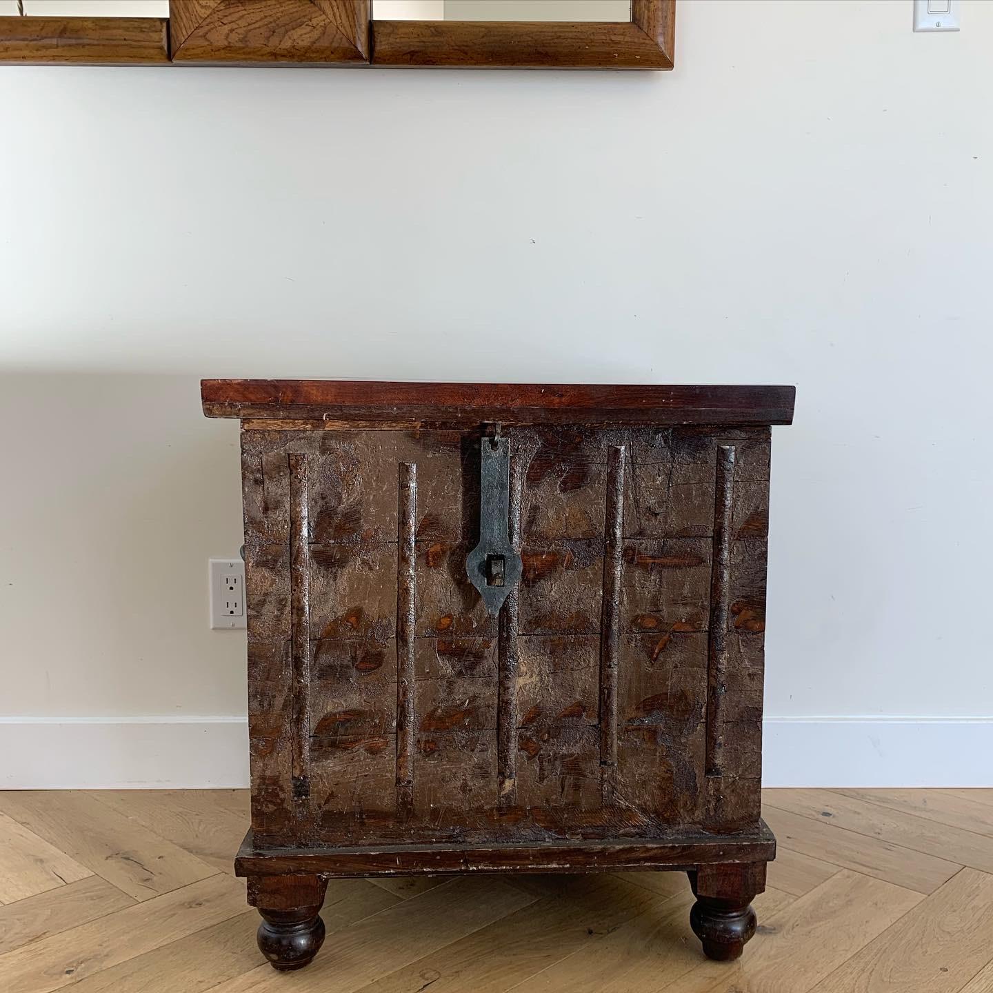 Rustic Gothic Mango Wood Chest with Iron Hardware, 20th Century For Sale 6