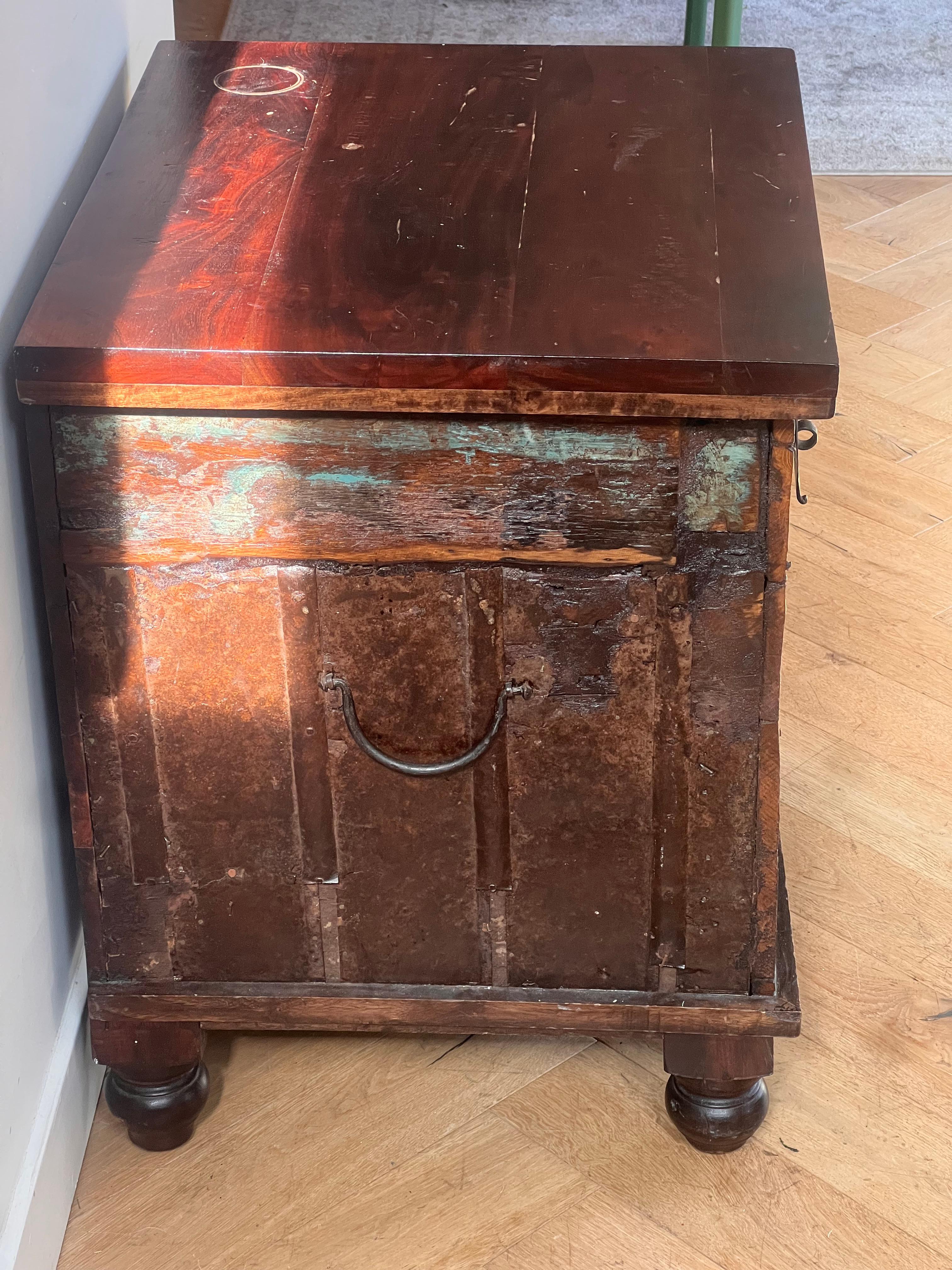 Rustic Gothic Mango Wood Chest with Iron Hardware, 20th Century 7