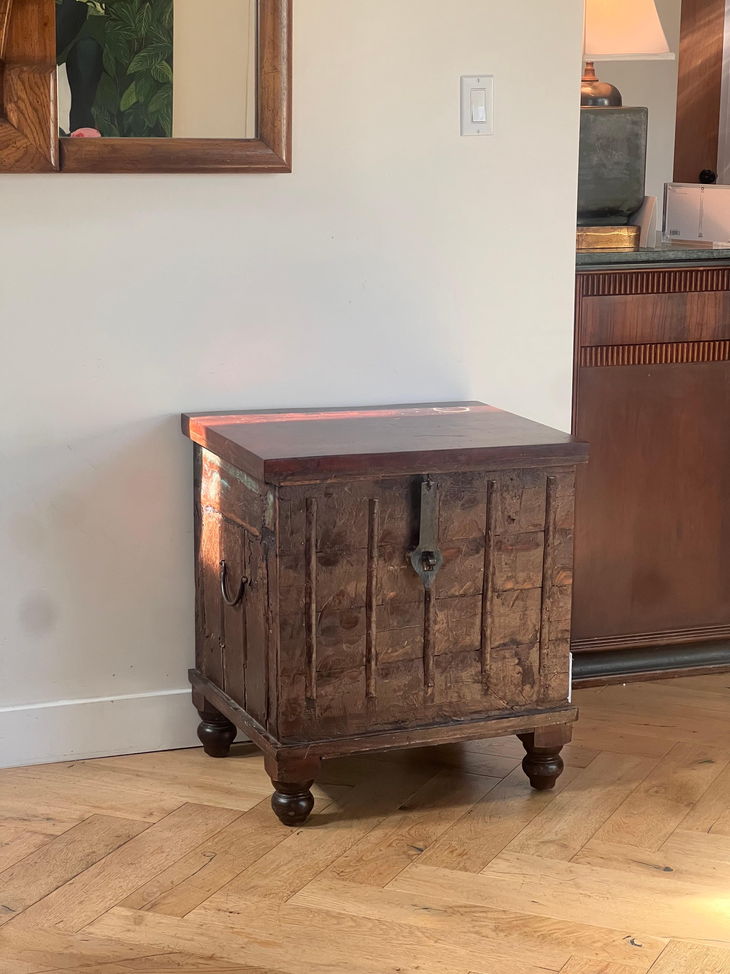 Rustic Gothic Mango Wood Chest with Iron Hardware, 20th Century 8