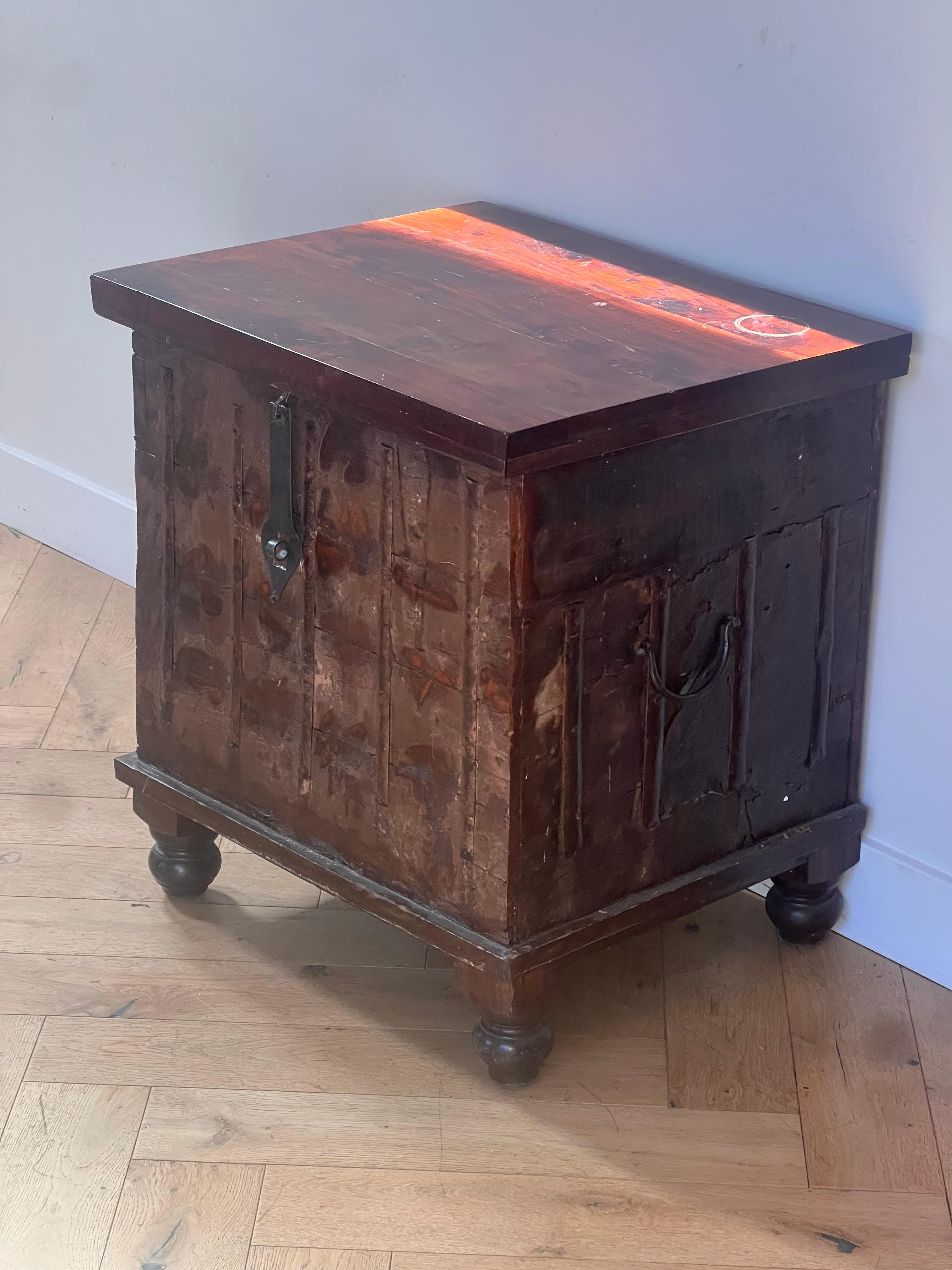 Rustic Gothic Mango Wood Chest with Iron Hardware, 20th Century 9