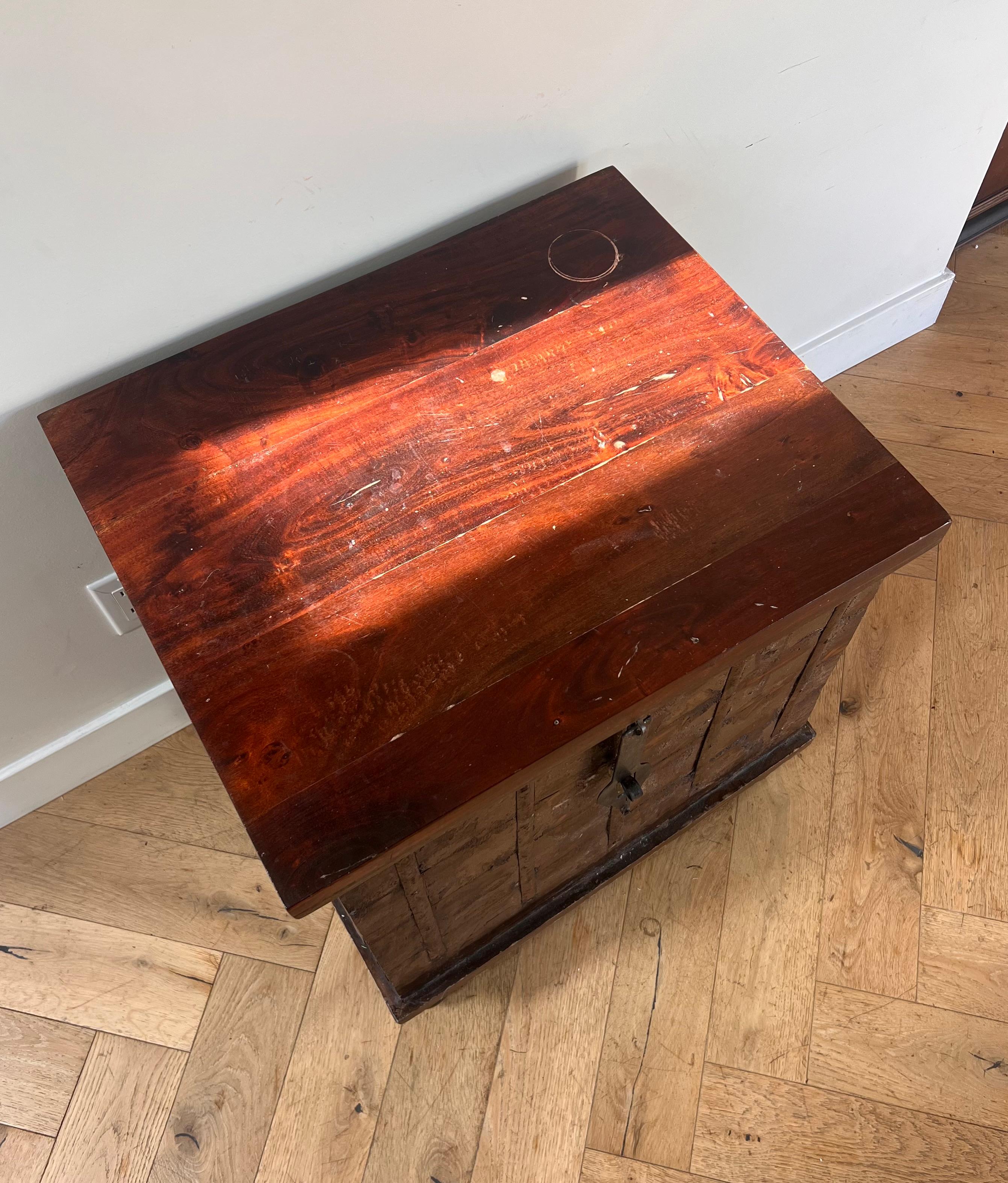 Rustic Gothic Mango Wood Chest with Iron Hardware, 20th Century 10