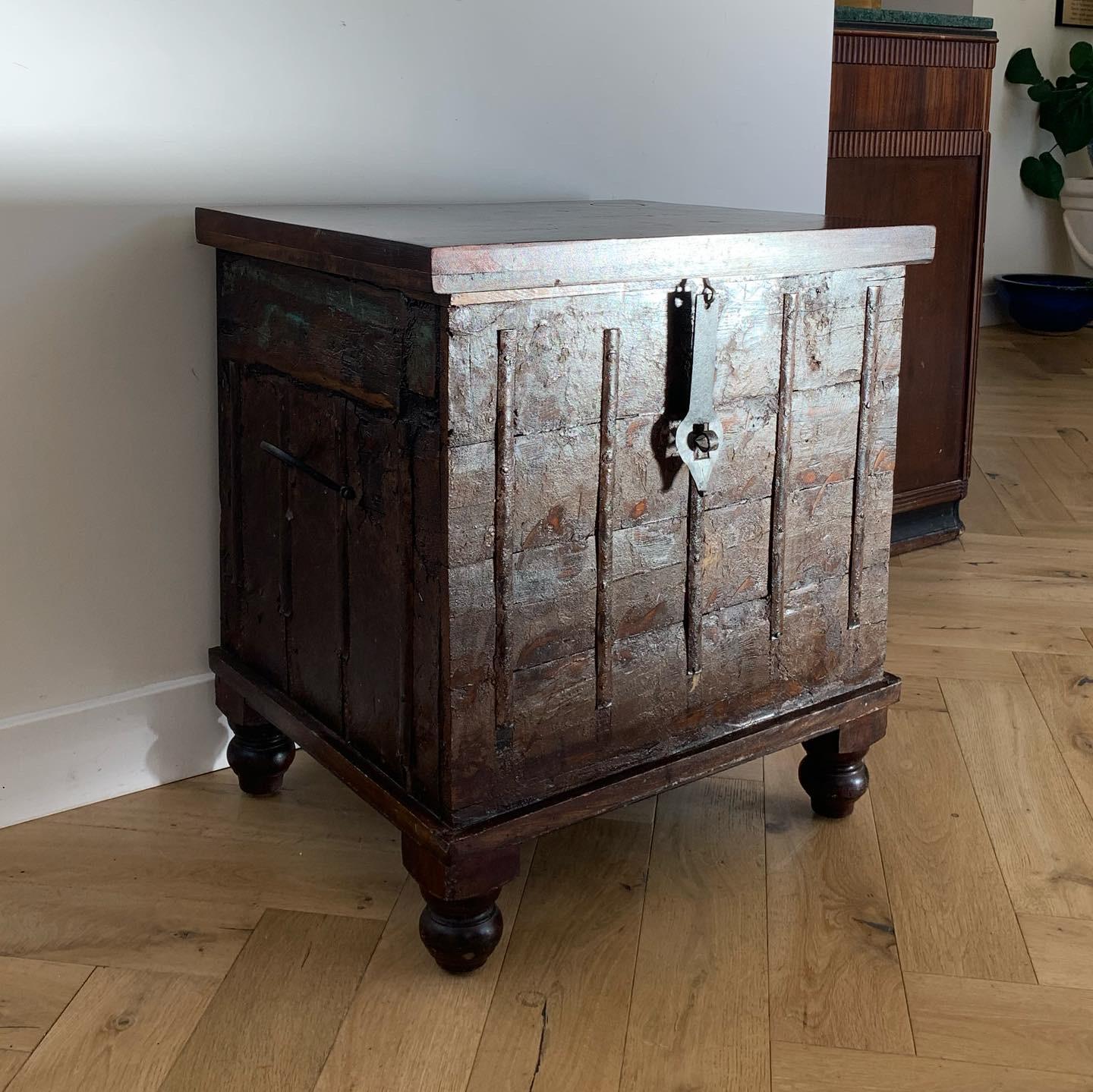 Rustic Gothic Mango Wood Chest with Iron Hardware, 20th Century For Sale 1