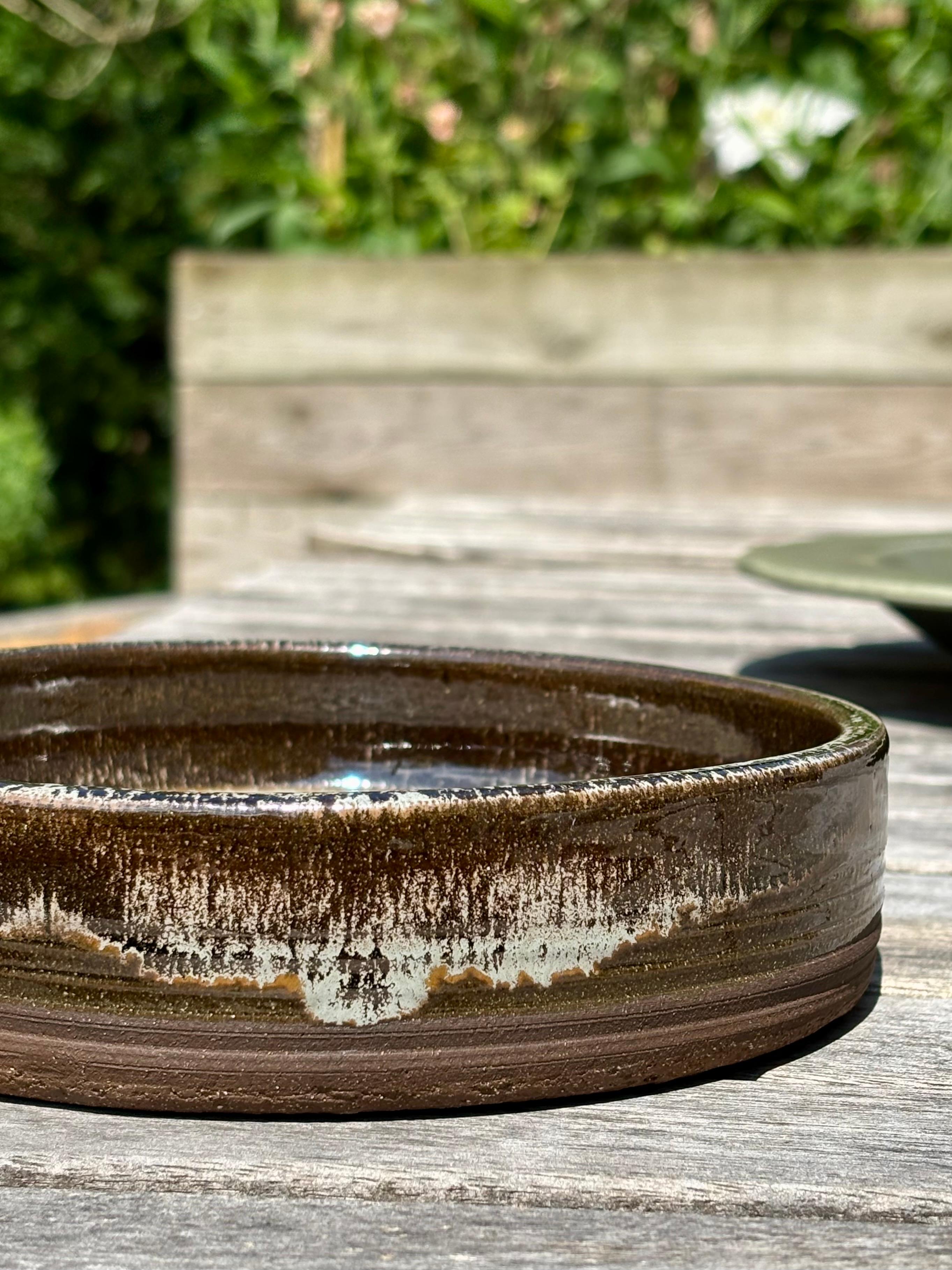 Rustic Gray, Brown Stoneware Bowl, 1960s For Sale 2