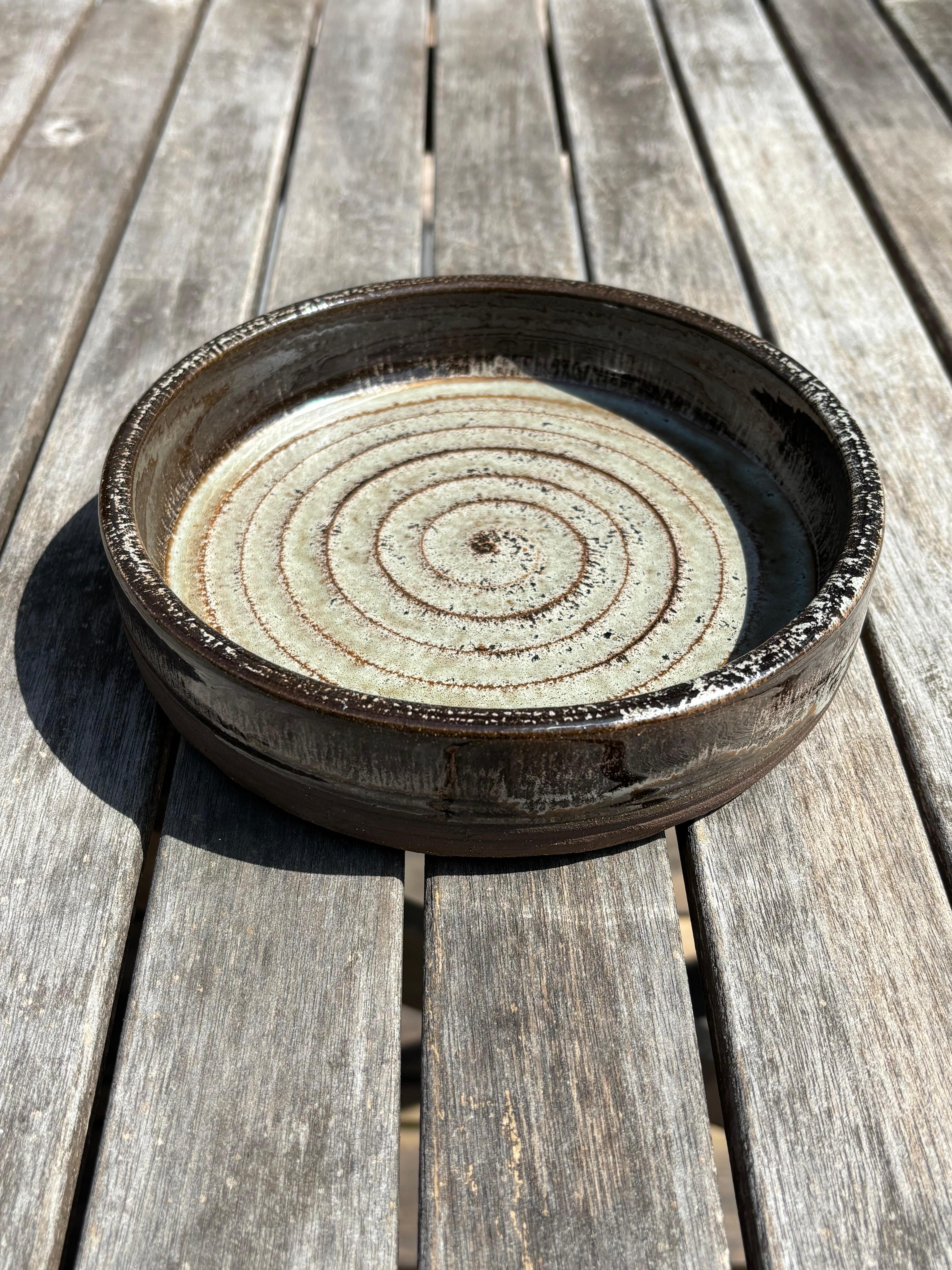 Rustic Gray, Brown Stoneware Bowl, 1960s For Sale 3