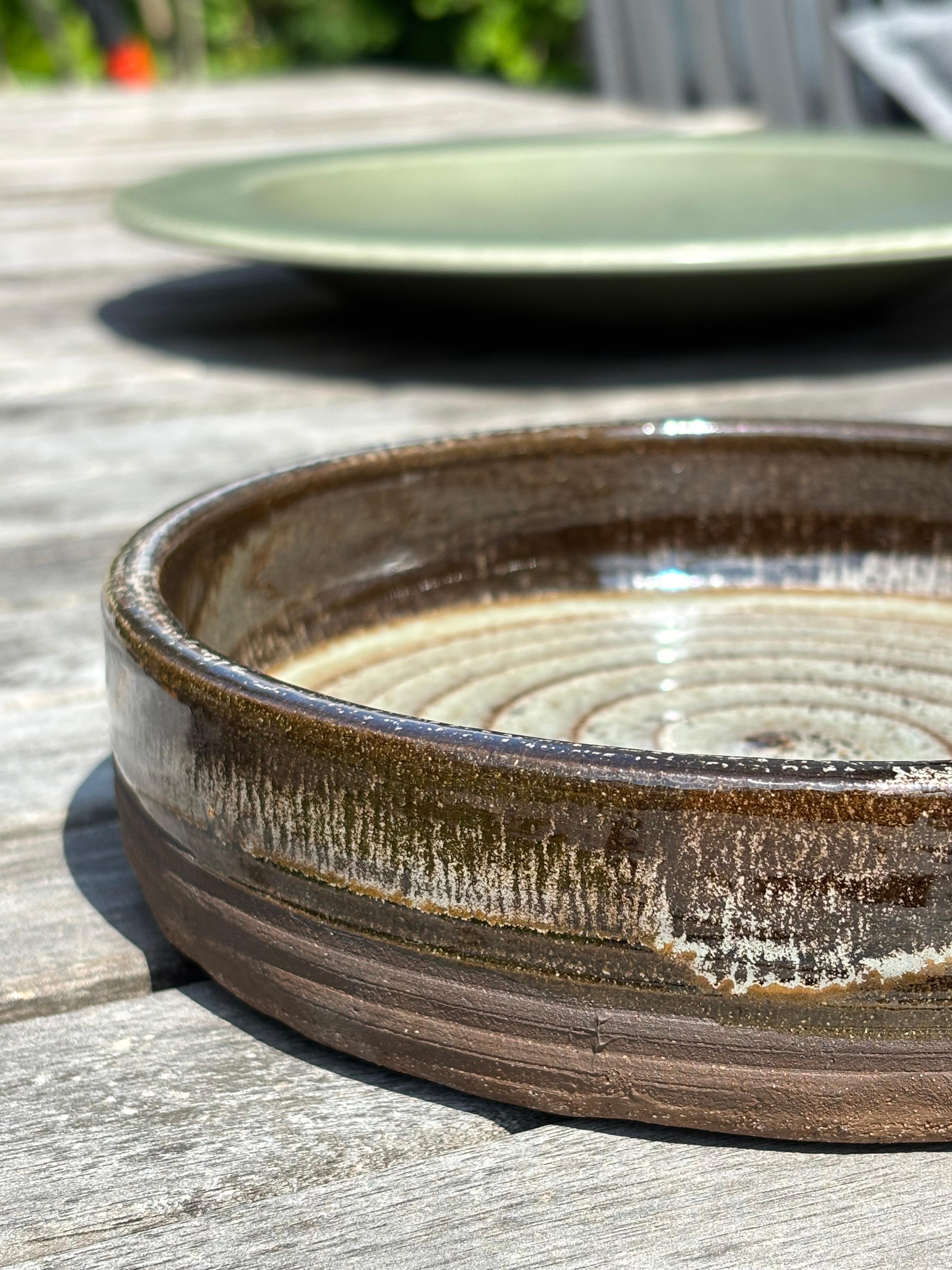 Danish Rustic Gray, Brown Stoneware Bowl, 1960s For Sale