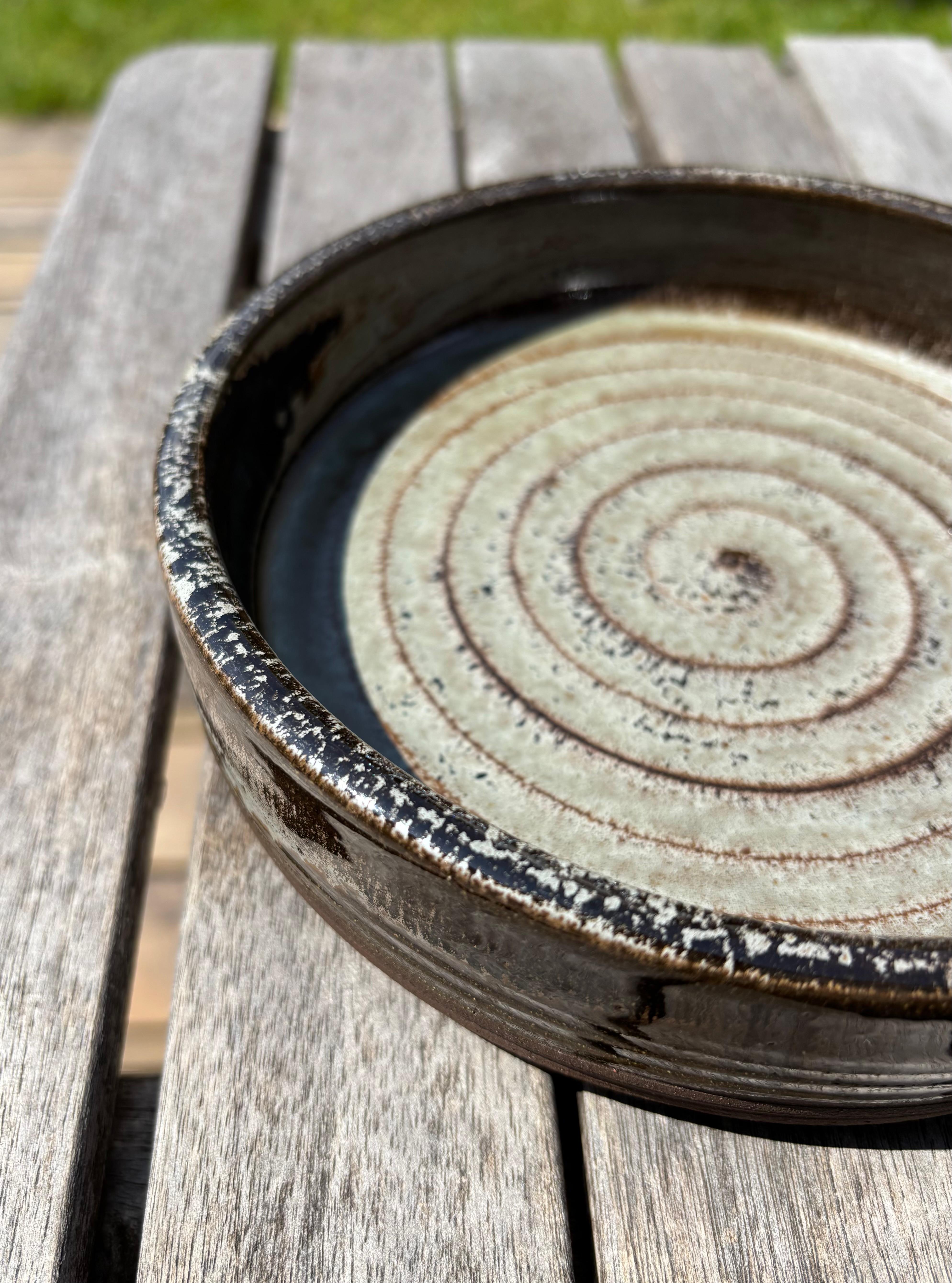 Ceramic Rustic Gray, Brown Stoneware Bowl, 1960s For Sale