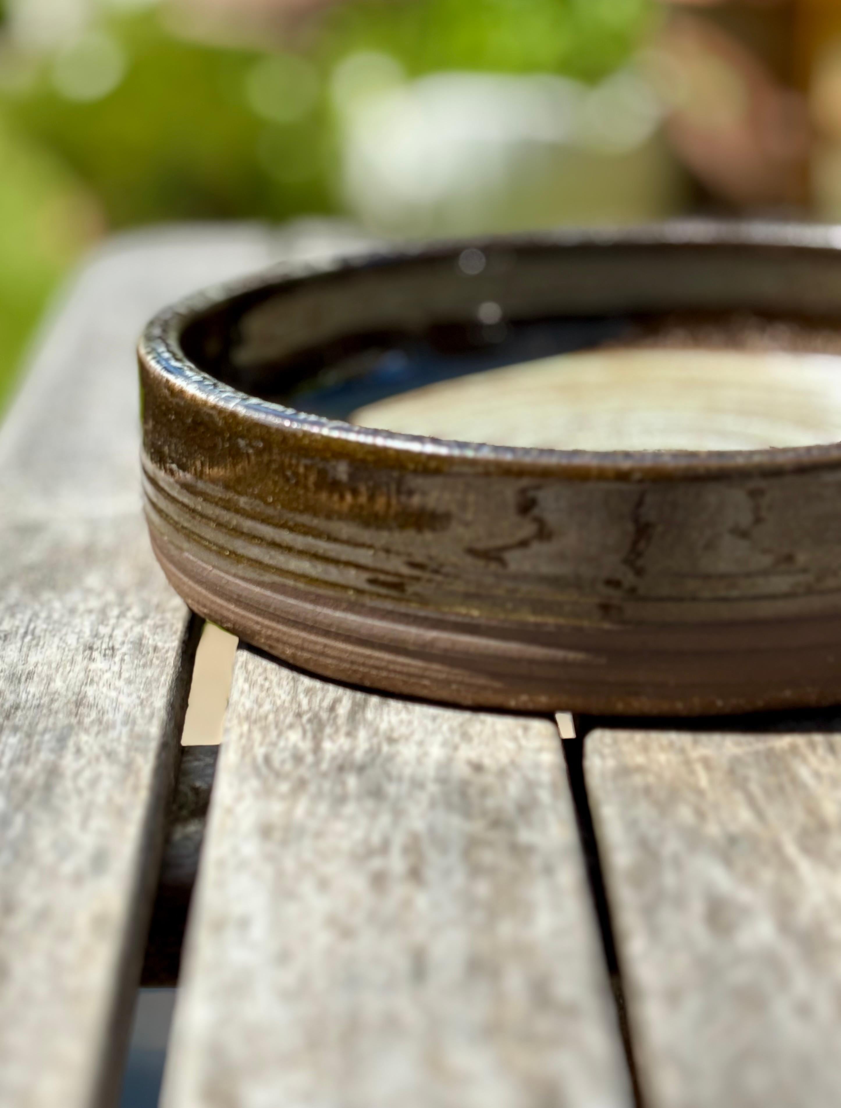 Rustic Gray, Brown Stoneware Bowl, 1960s For Sale 1