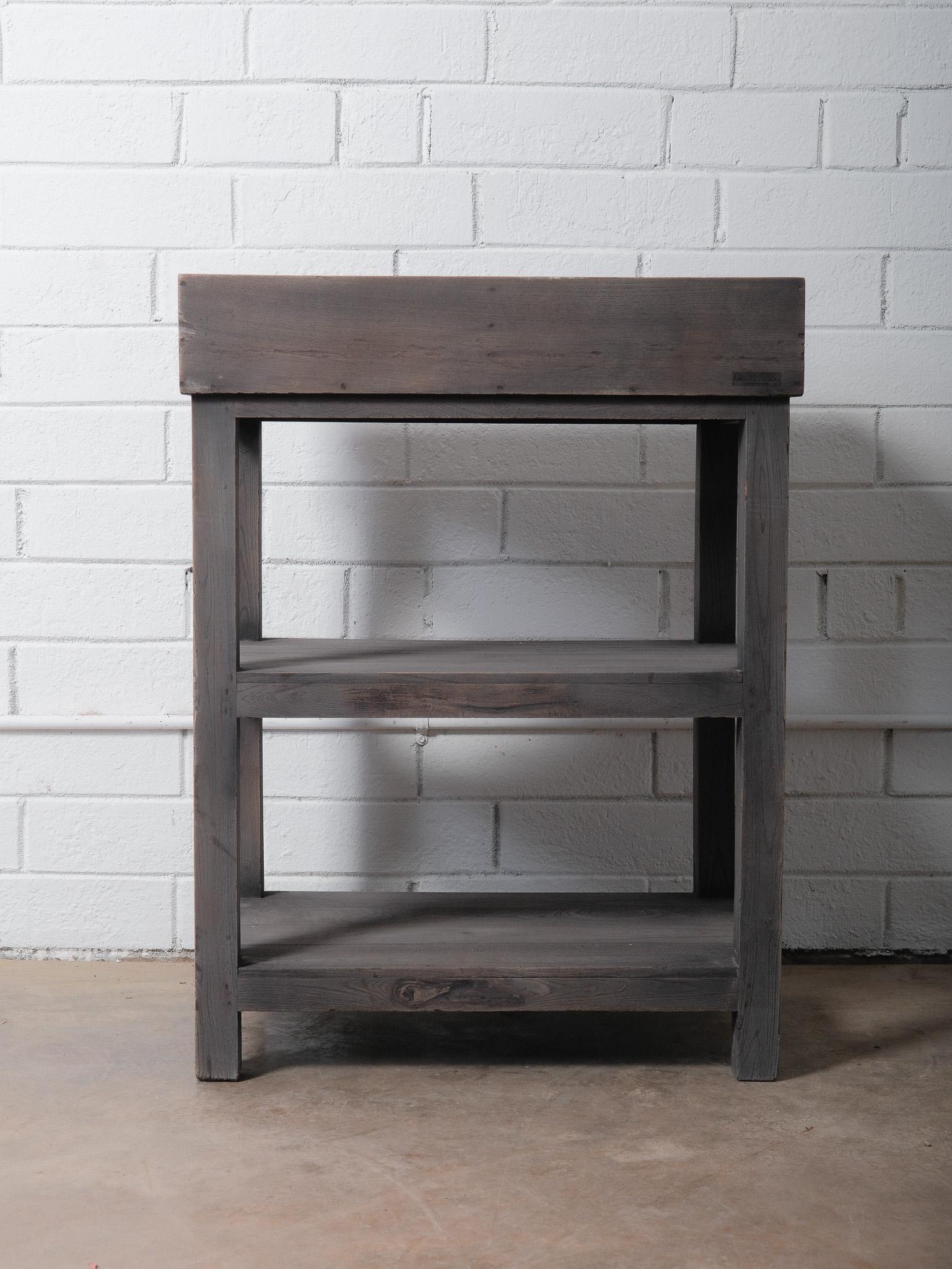 Rustic Gray Finish Wooden Tray Three-Tier Display Shelf For Sale 1