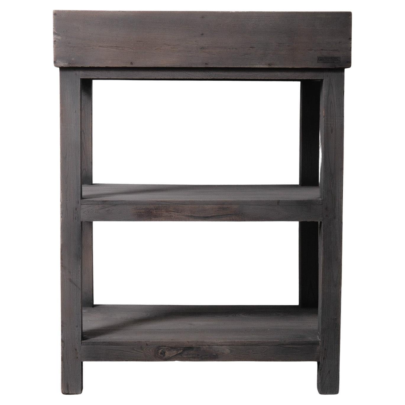 Rustic Gray Finish Wooden Tray Three-Tier Display Shelf For Sale